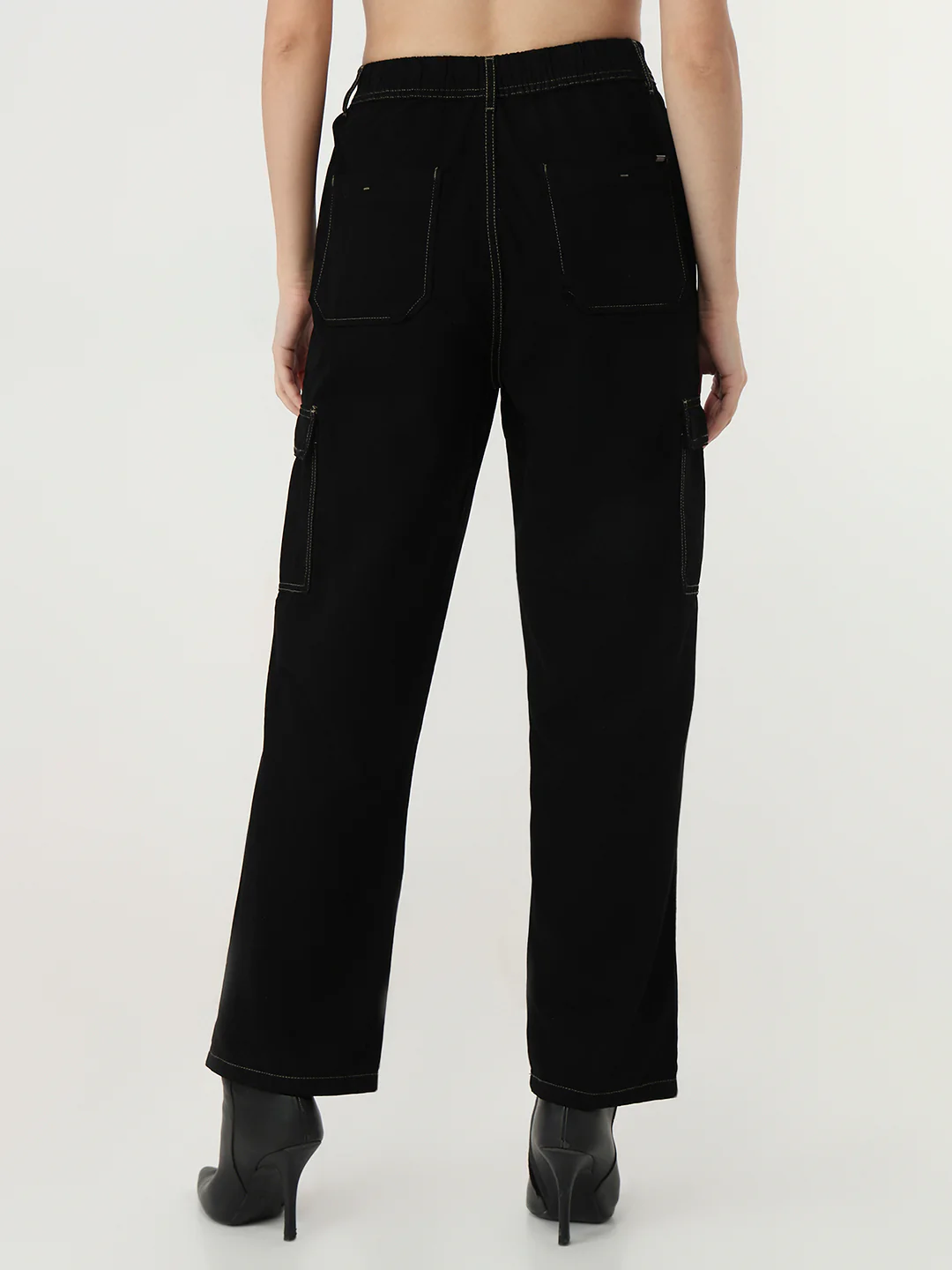 Women Black High-Rise Cargo - Image 3