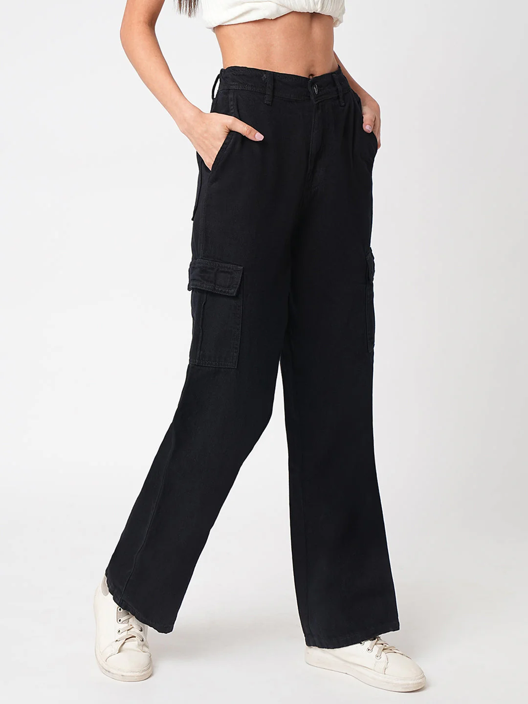 Women Black High-Rise Cargo - Image 5