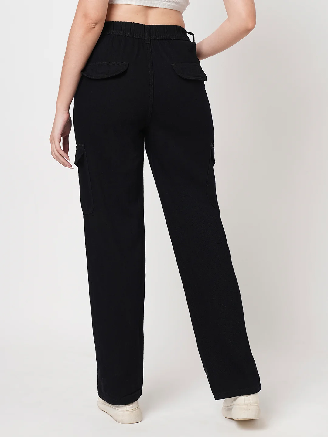 Women Black High-Rise Cargo - Image 3