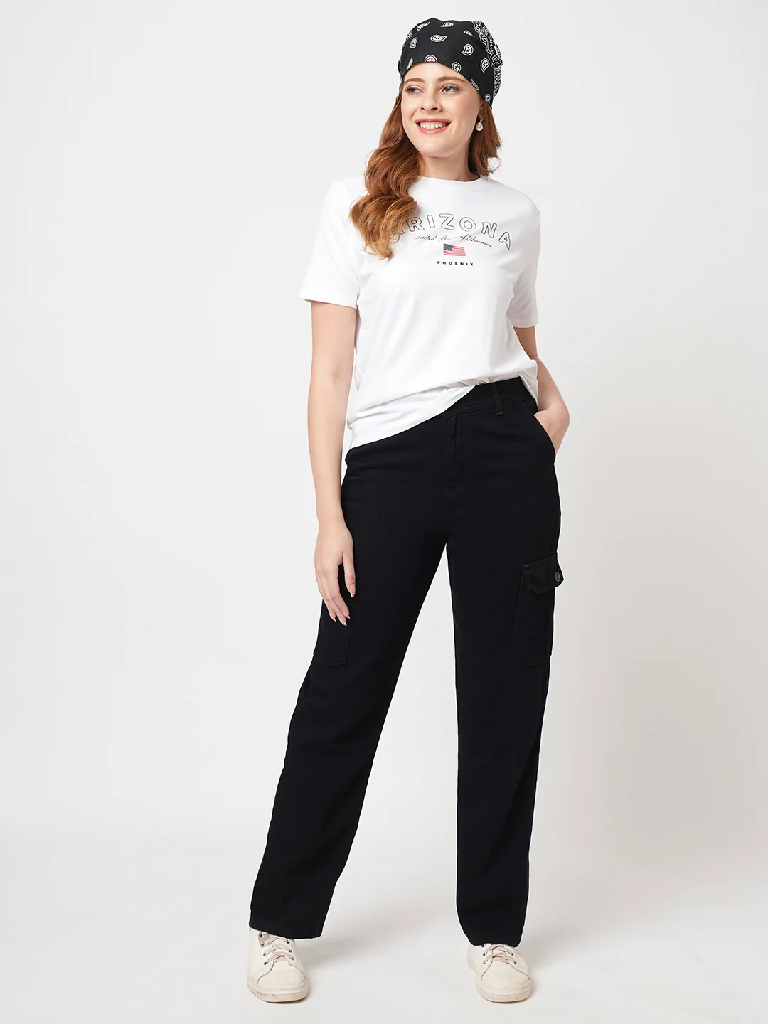 Women Black High-Rise Cargo - Image 4