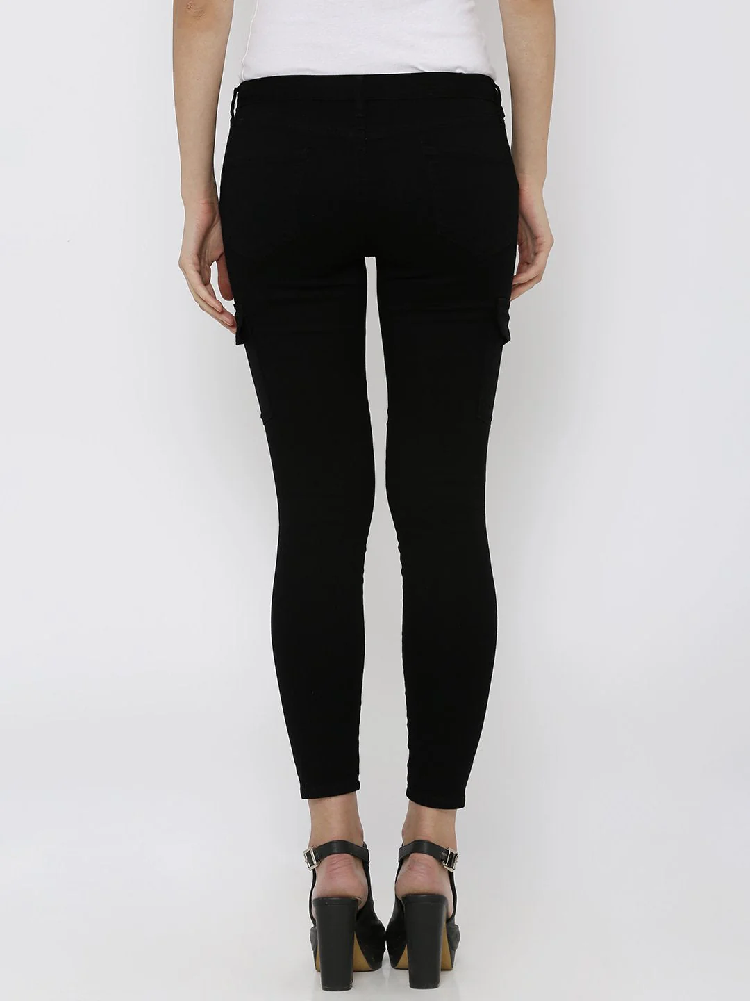 Women Black High-Rise Cargo - Image 2