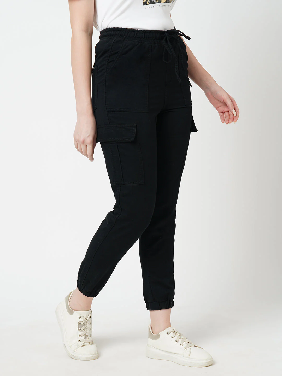 Women Black High-Rise Cargo - Image 4