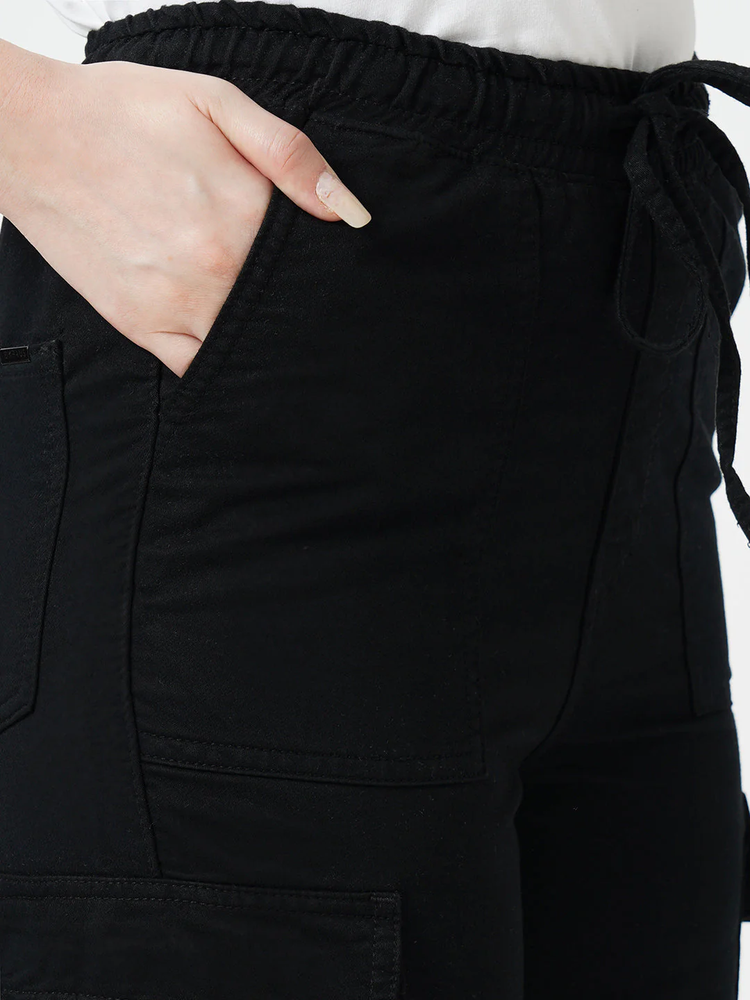 Women Black High-Rise Cargo - Image 6