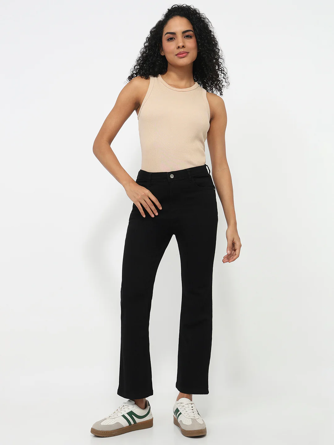 Women Black High-Rise Crop Flare Jeans - Image 4