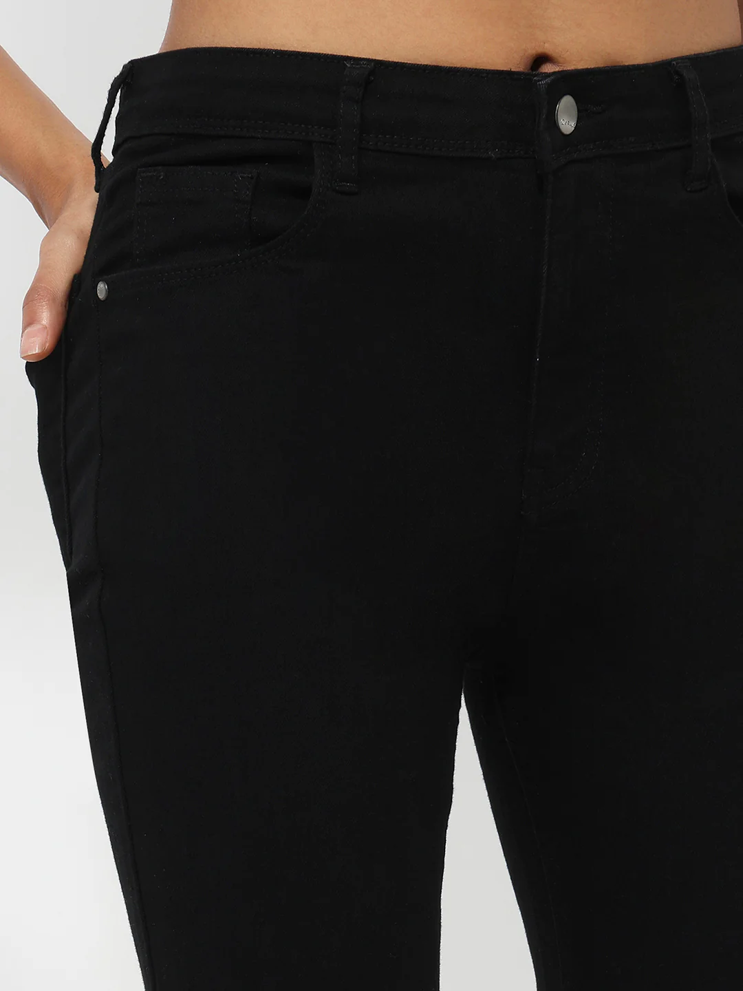 Women Black High-Rise Crop Flare Jeans - Image 5