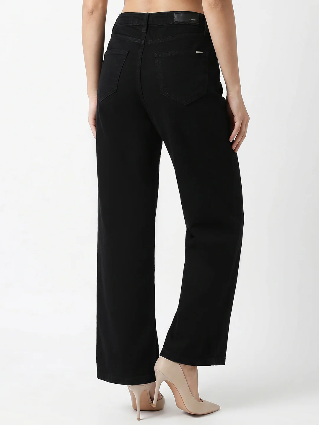 Women Black High-Rise Crop Wide Leg Jeans - Image 3