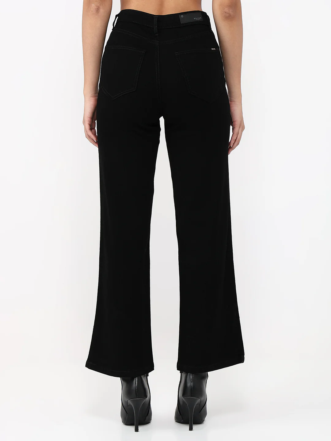 Women Black High-Rise Crop Wide Leg Jeans - Image 3