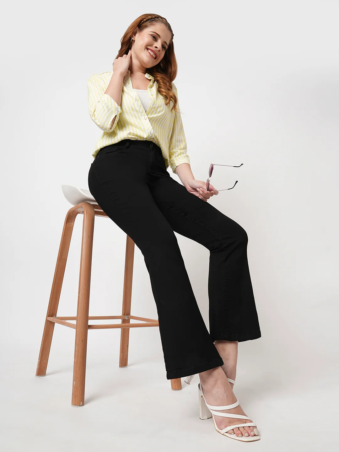 Women Black High-Rise Flare Jeans - Image 4