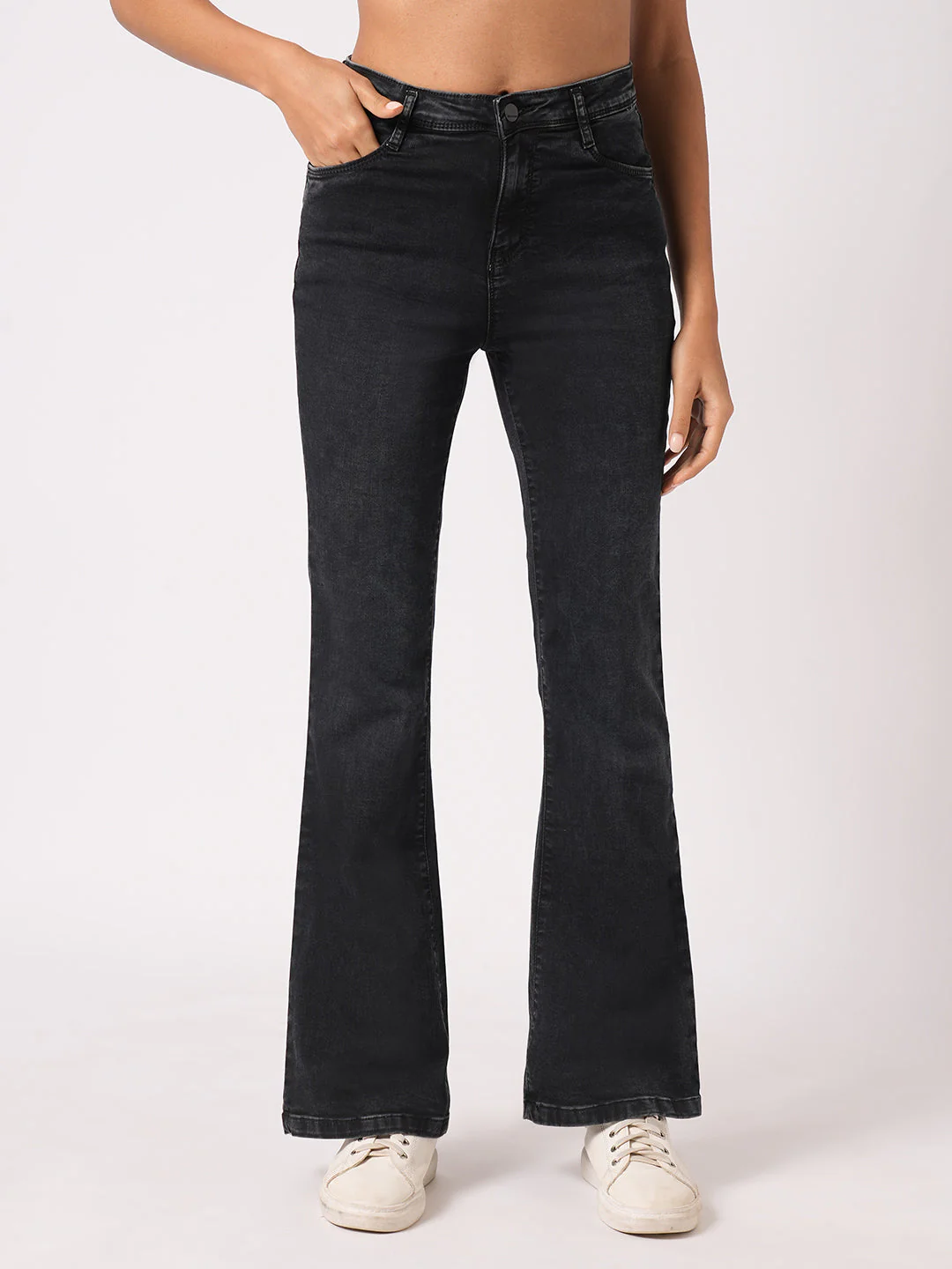 Women Black High-Rise Flare Jeans - Image 2