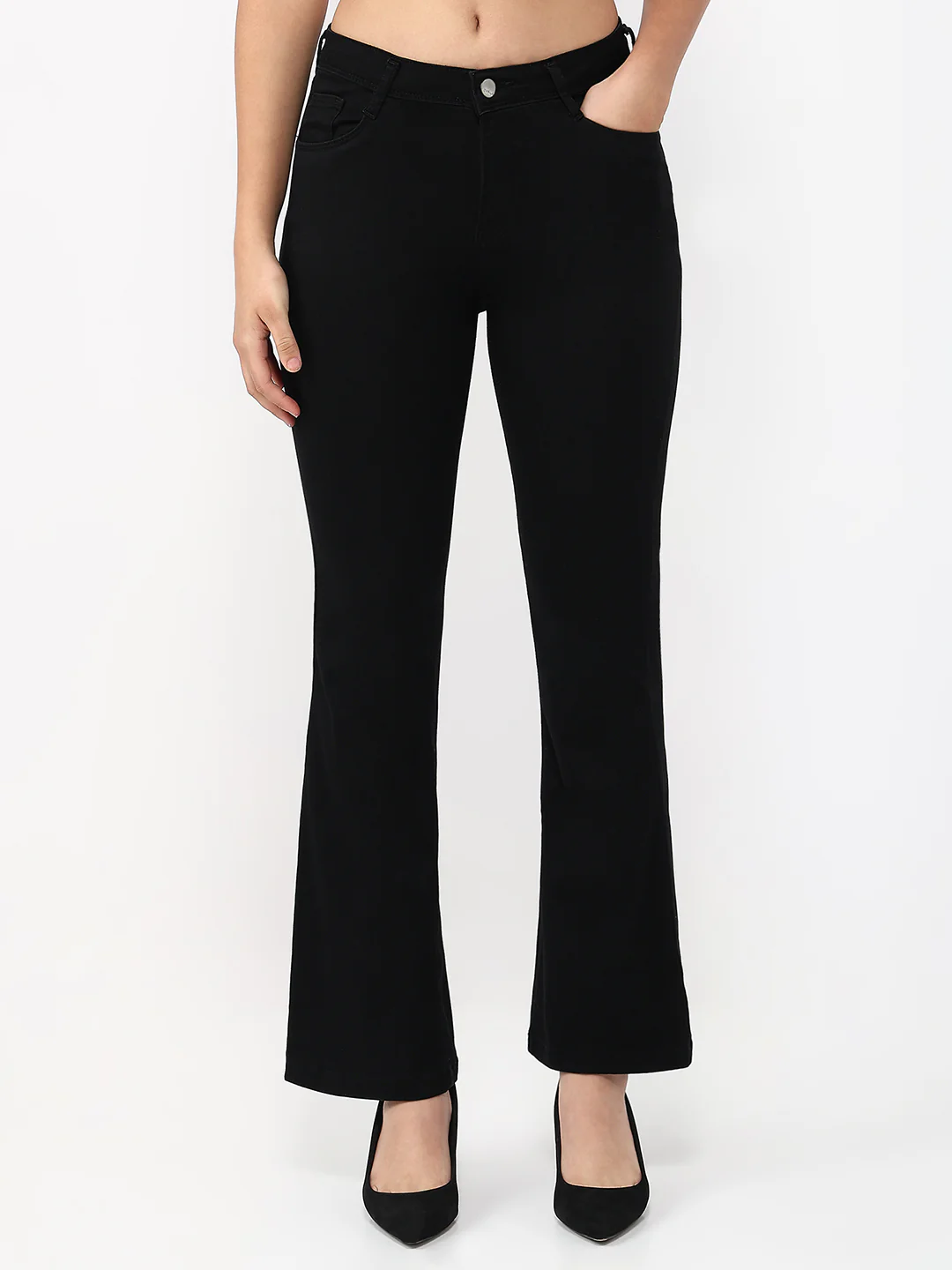 Women Black High-Rise Flare Jeans - Image 2