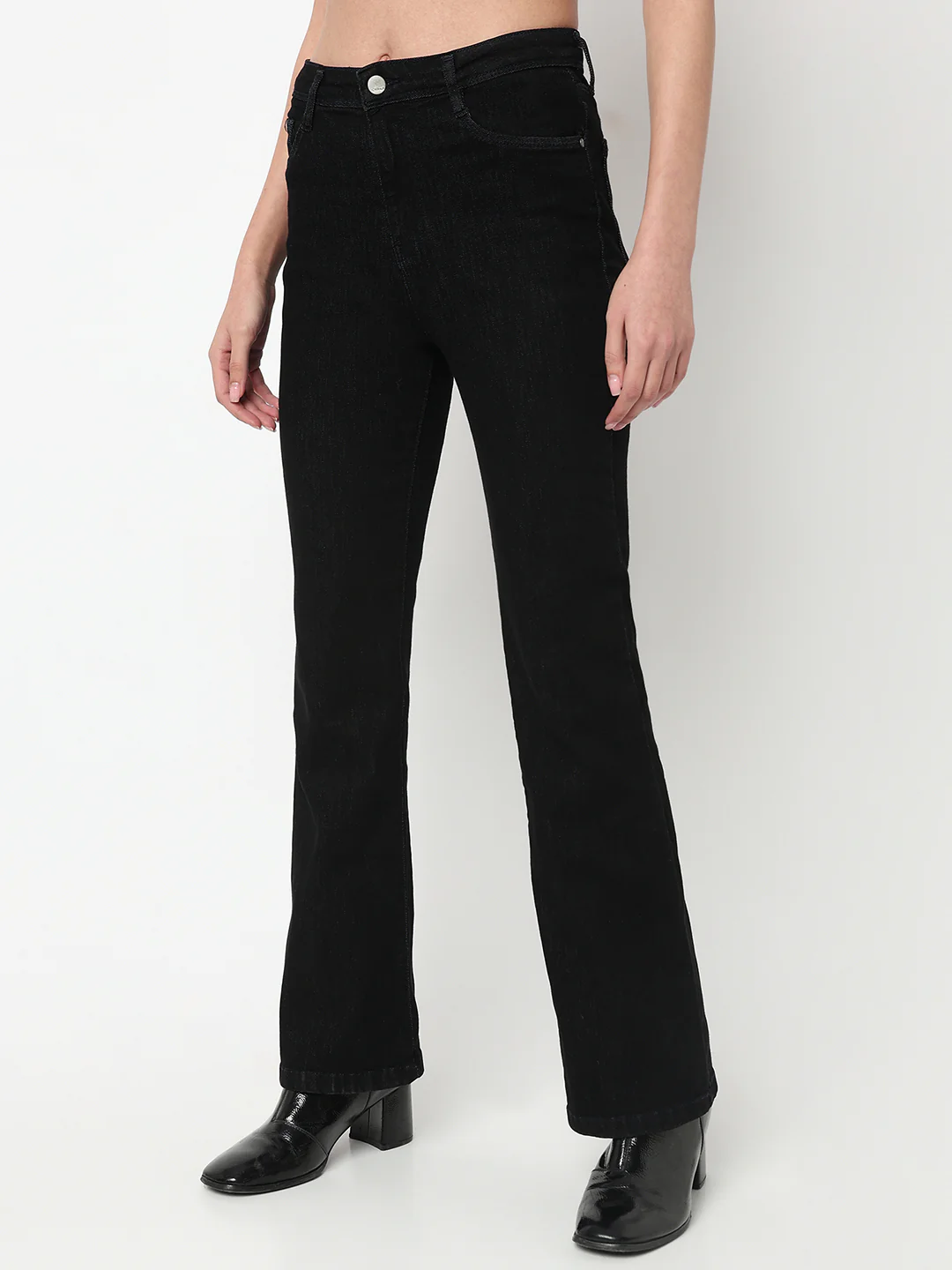 Women Black High-Rise Flare Jeans - Image 8