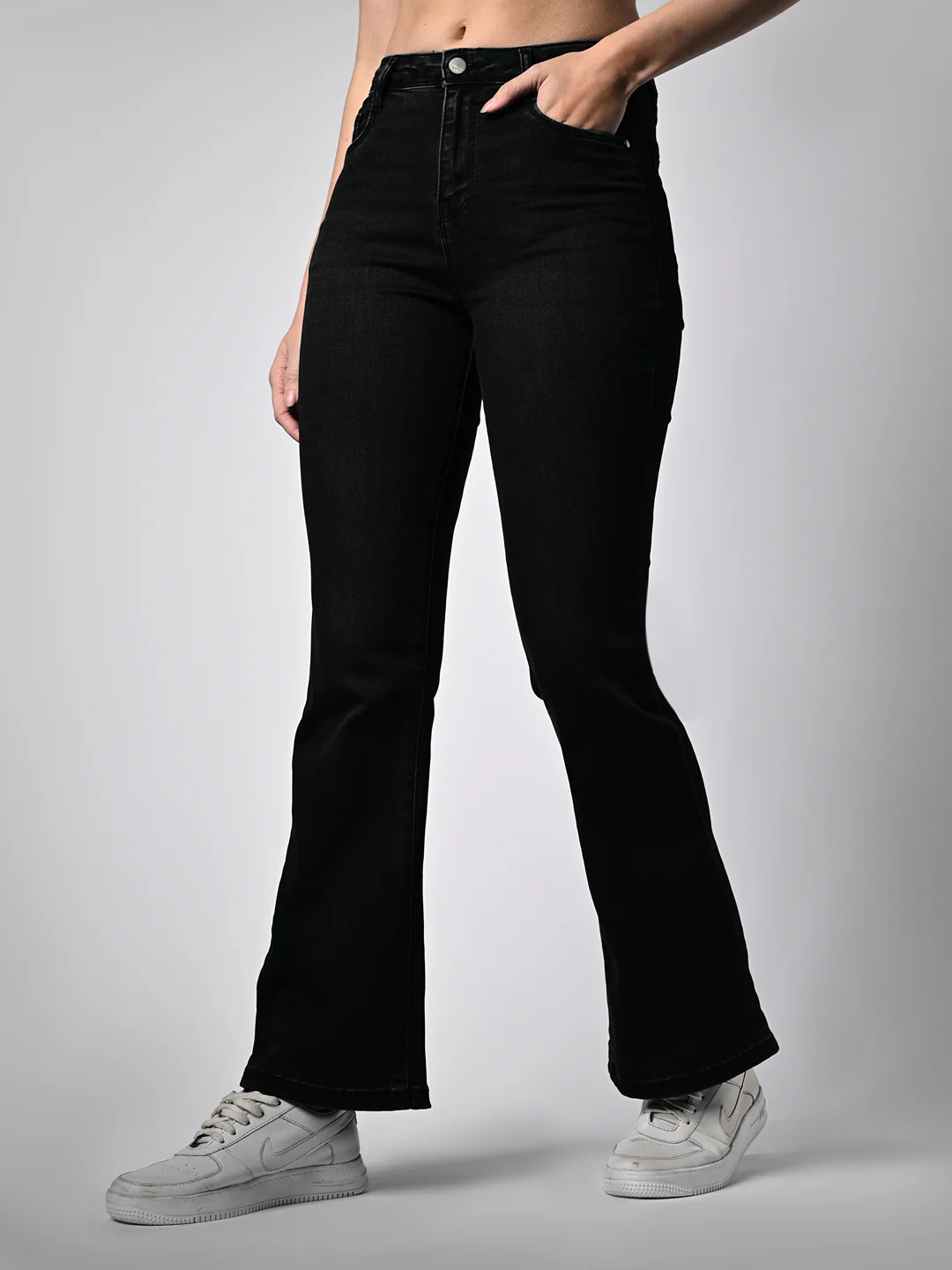 Women Black High-Rise Flare Jeans - Image 6