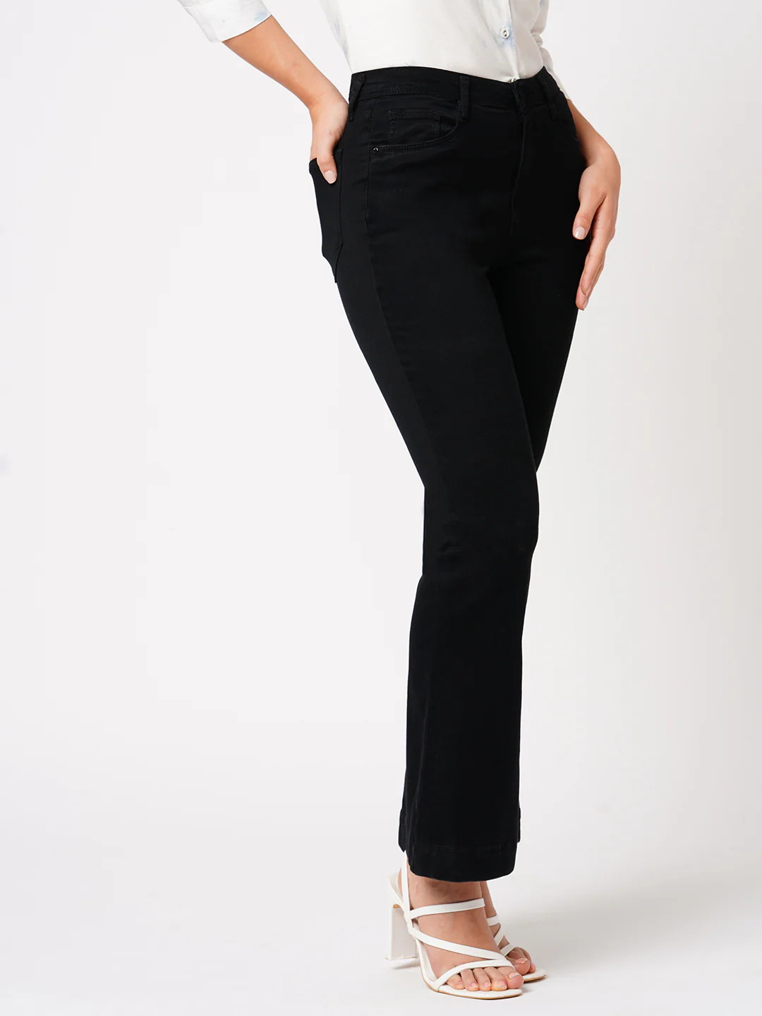 Women Black High-Rise Flare Jeans - Image 6