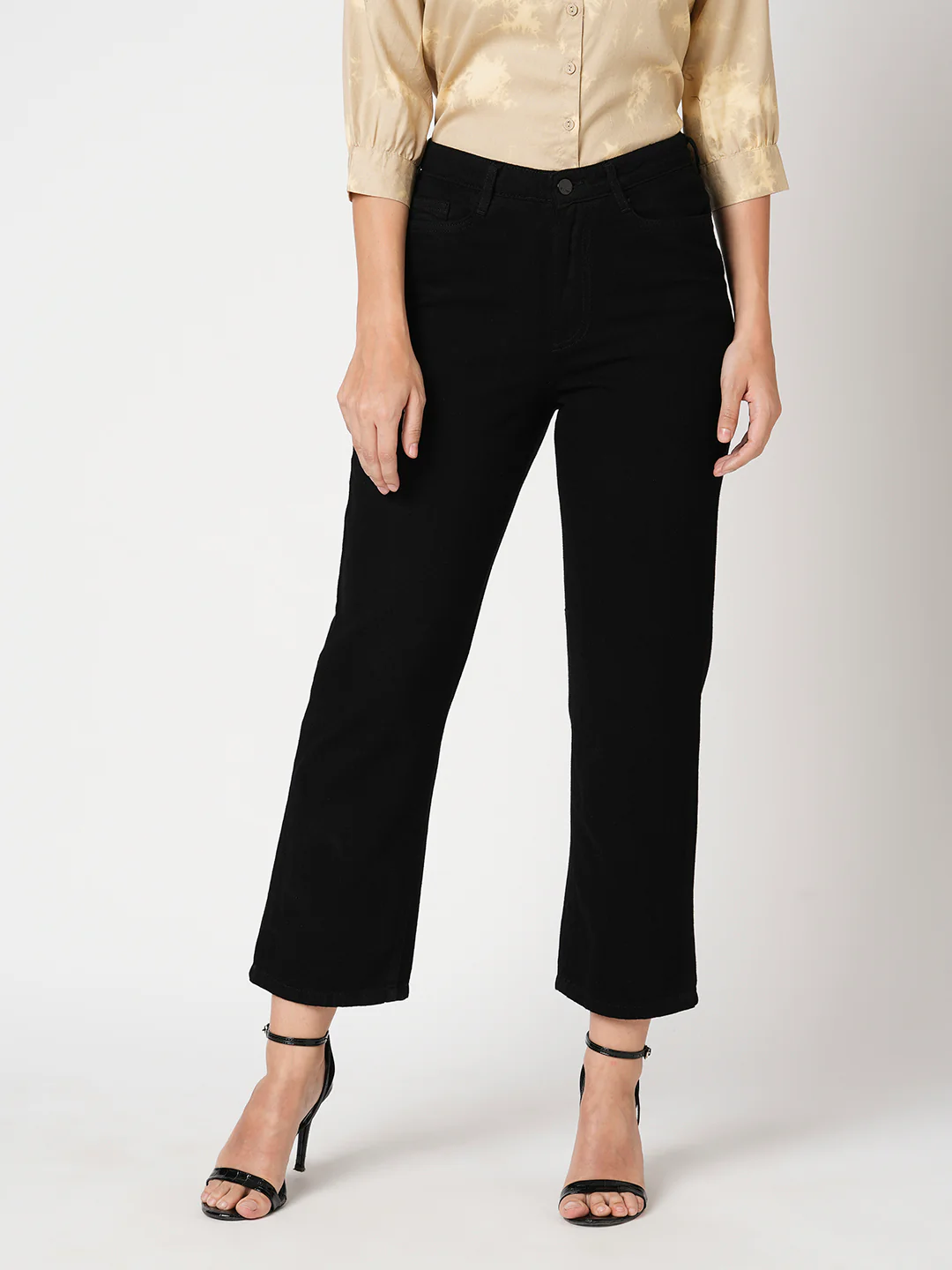Women Black High-Rise Loose Straight Fit Jeans - Image 2