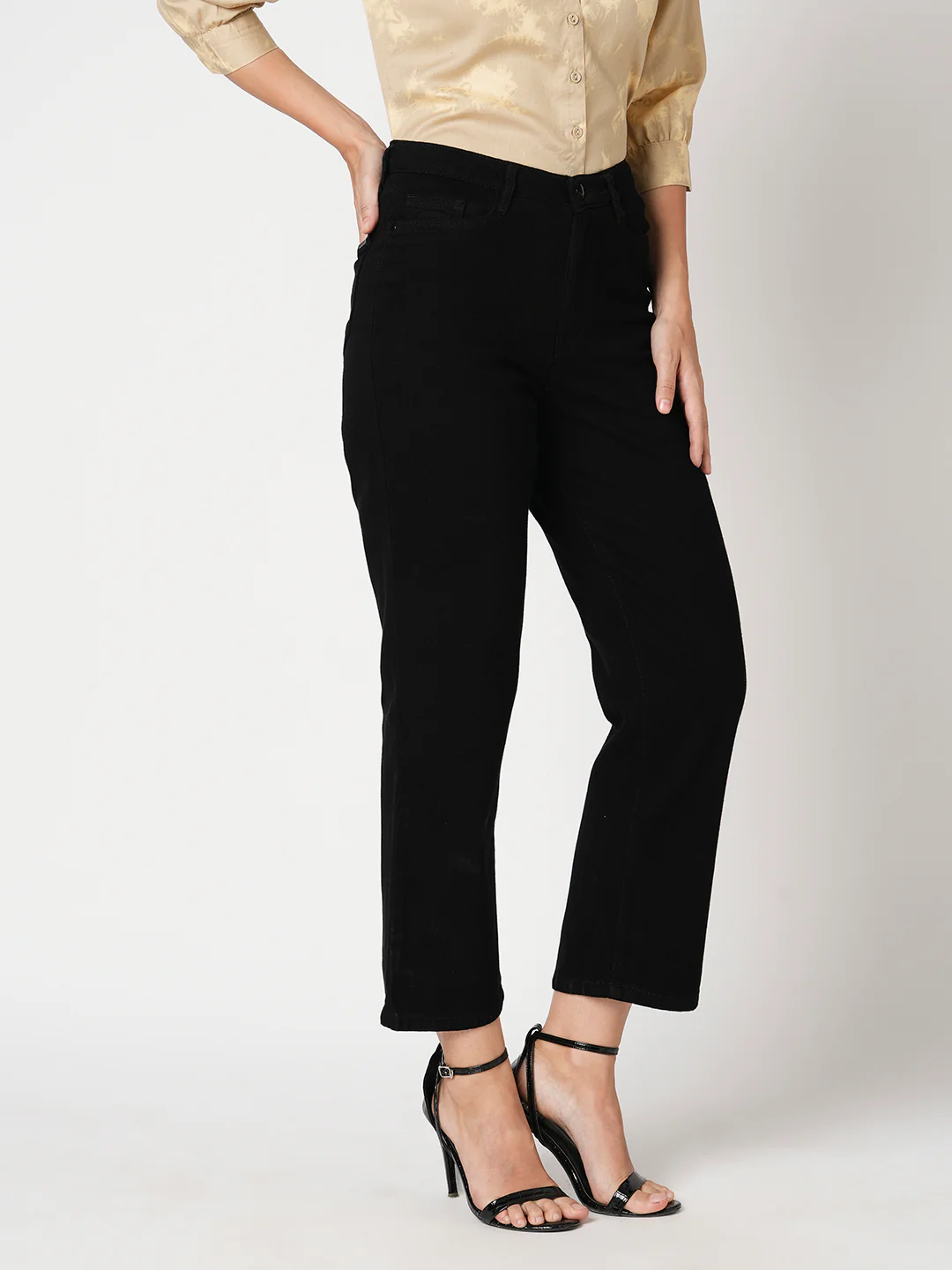 Women Black High-Rise Loose Straight Fit Jeans - Image 5