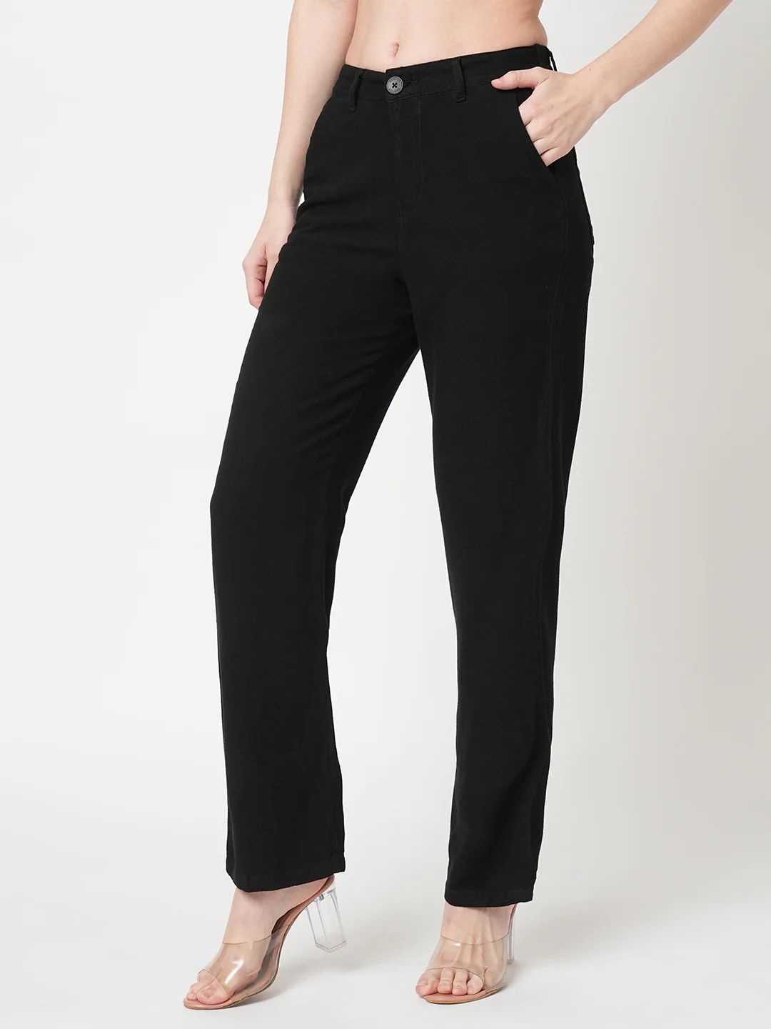 Women Black High-Rise Loose Straight Jeans - Image 6