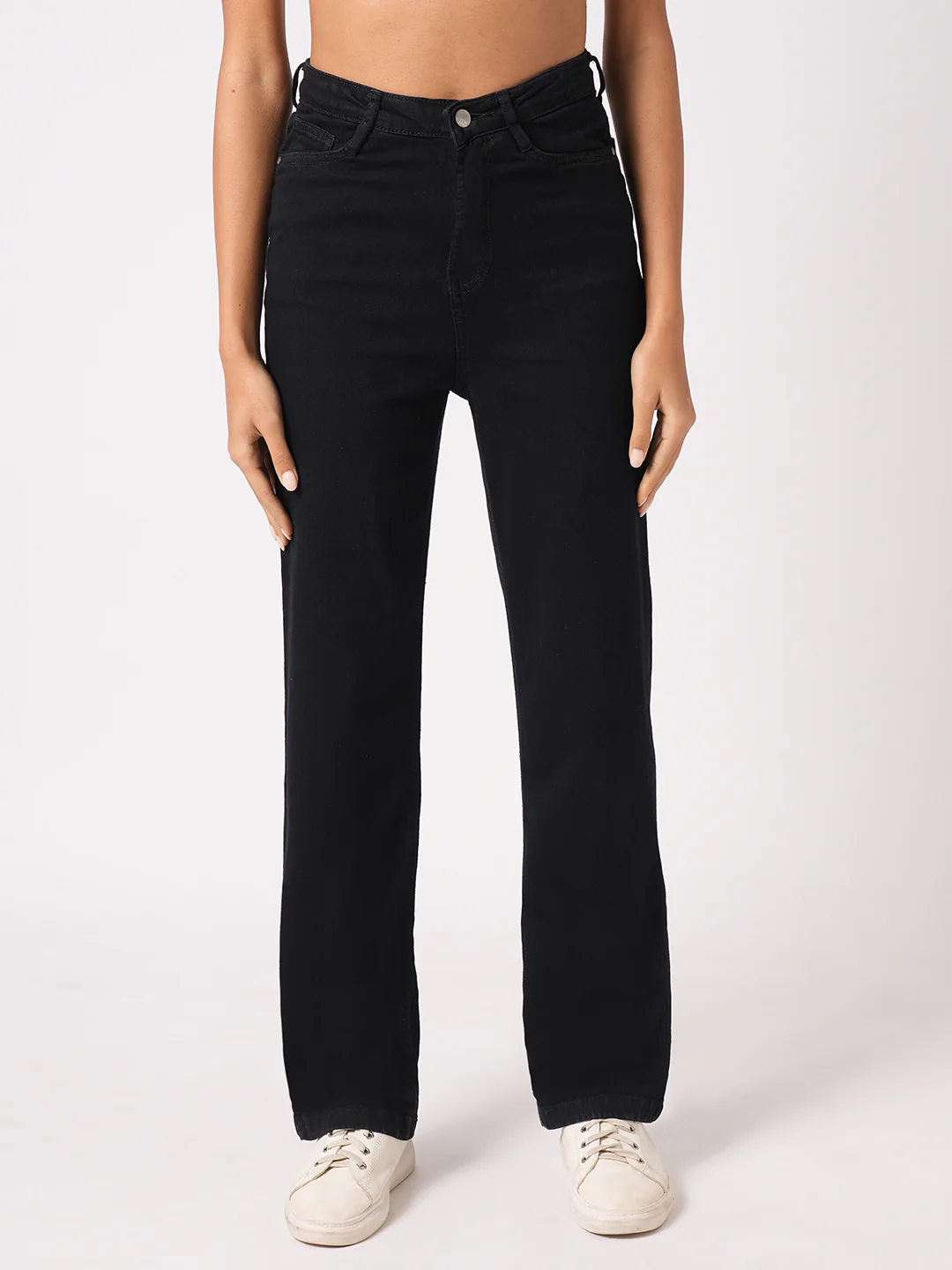 Women Black High-Rise Loose Straight Jeans - Image 2