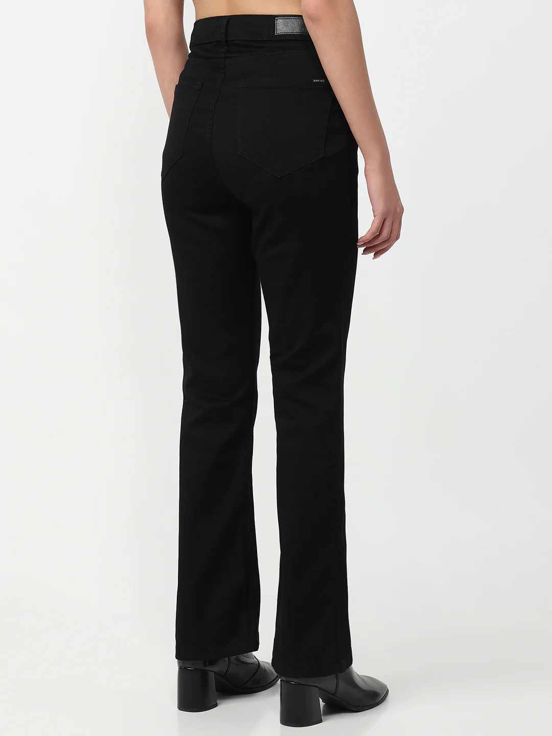 Women Black High-Rise Mini Flare Jeans - Image 3