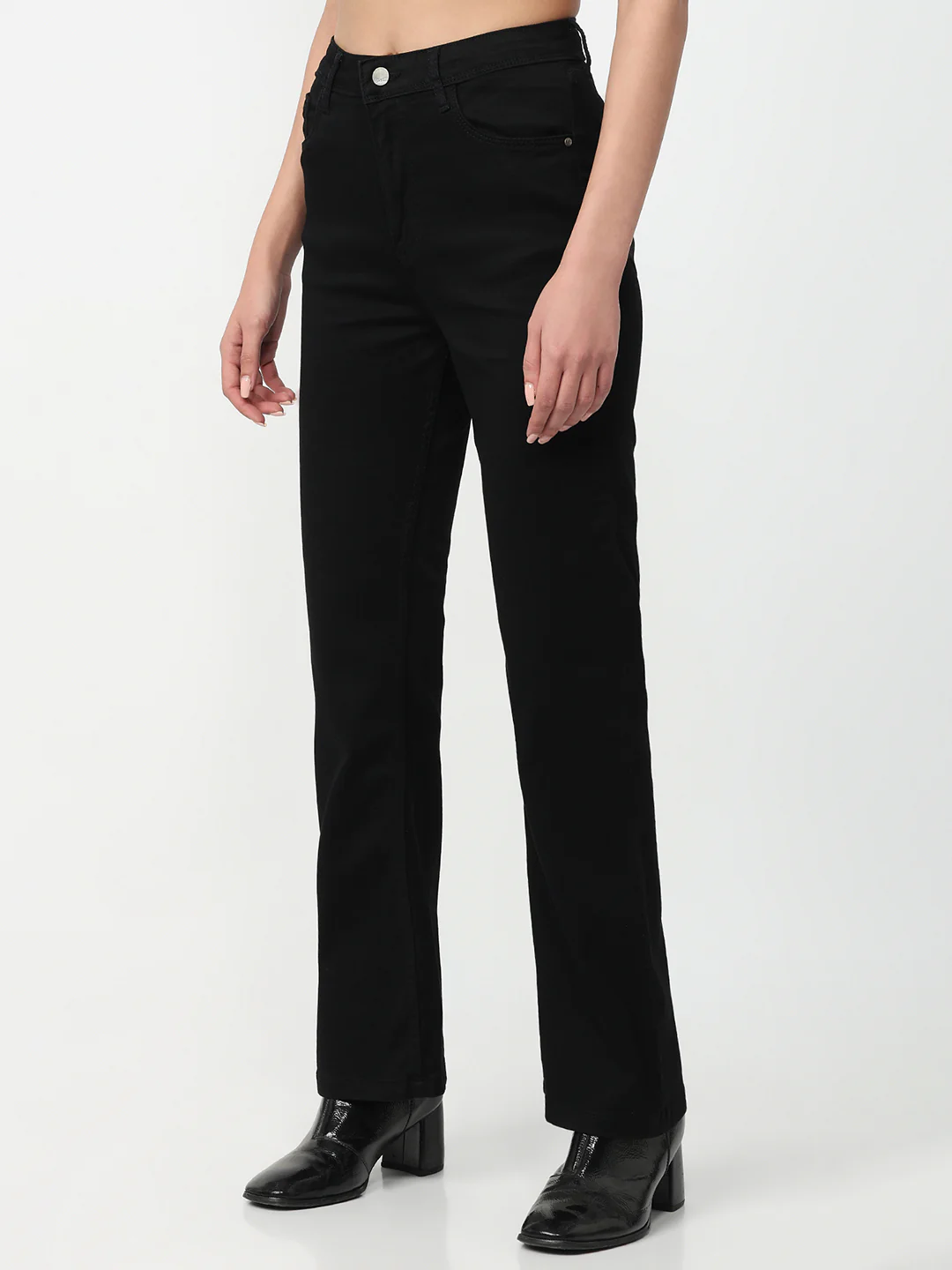 Women Black High-Rise Mini Flare Jeans - Image 8
