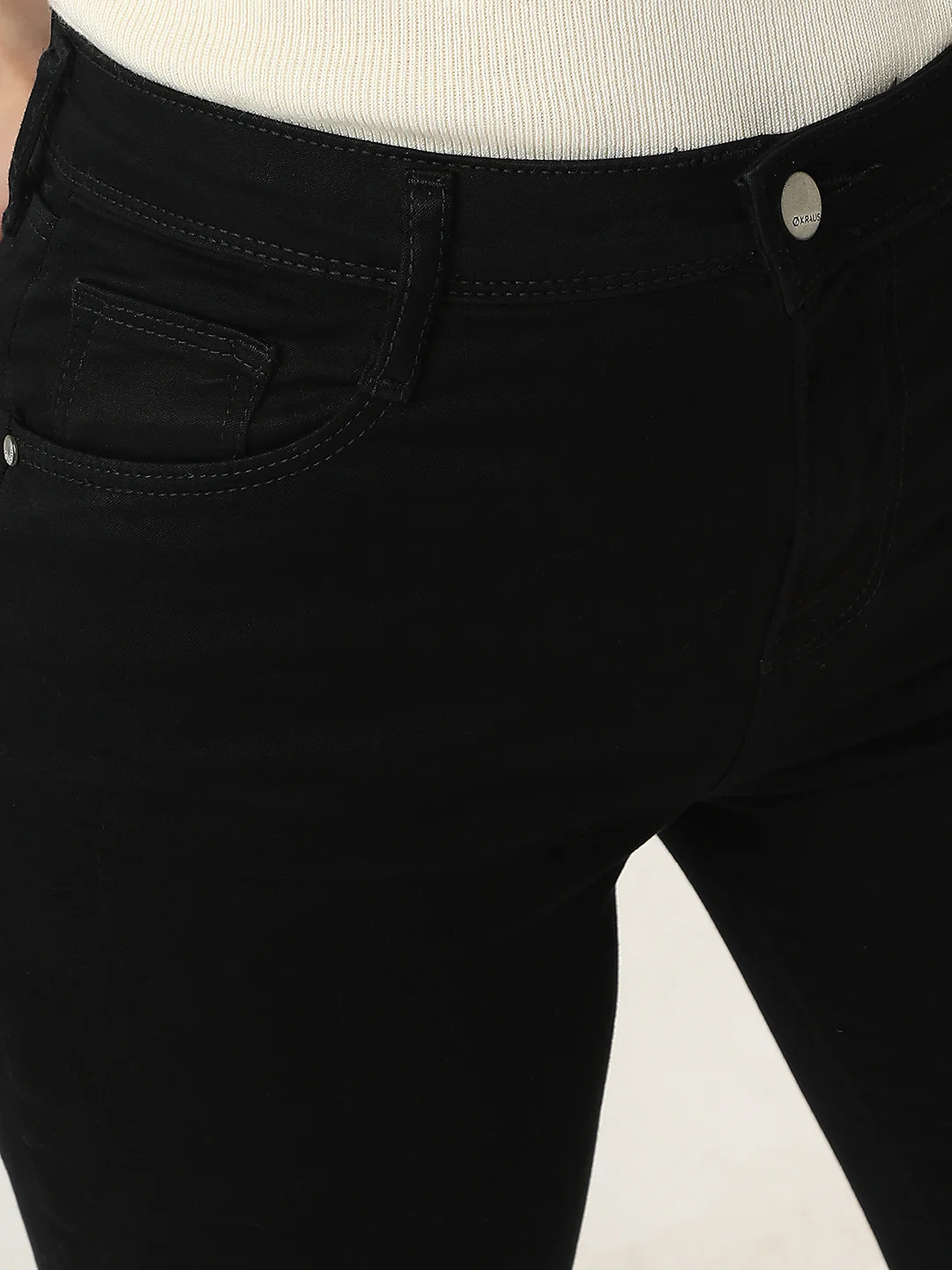 Women Black High-Rise Mini Flare Jeans - Image 4