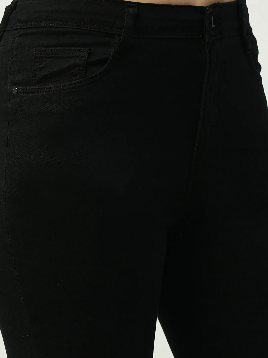 Women Black High-Rise Mini Flare Jeans - Image 3