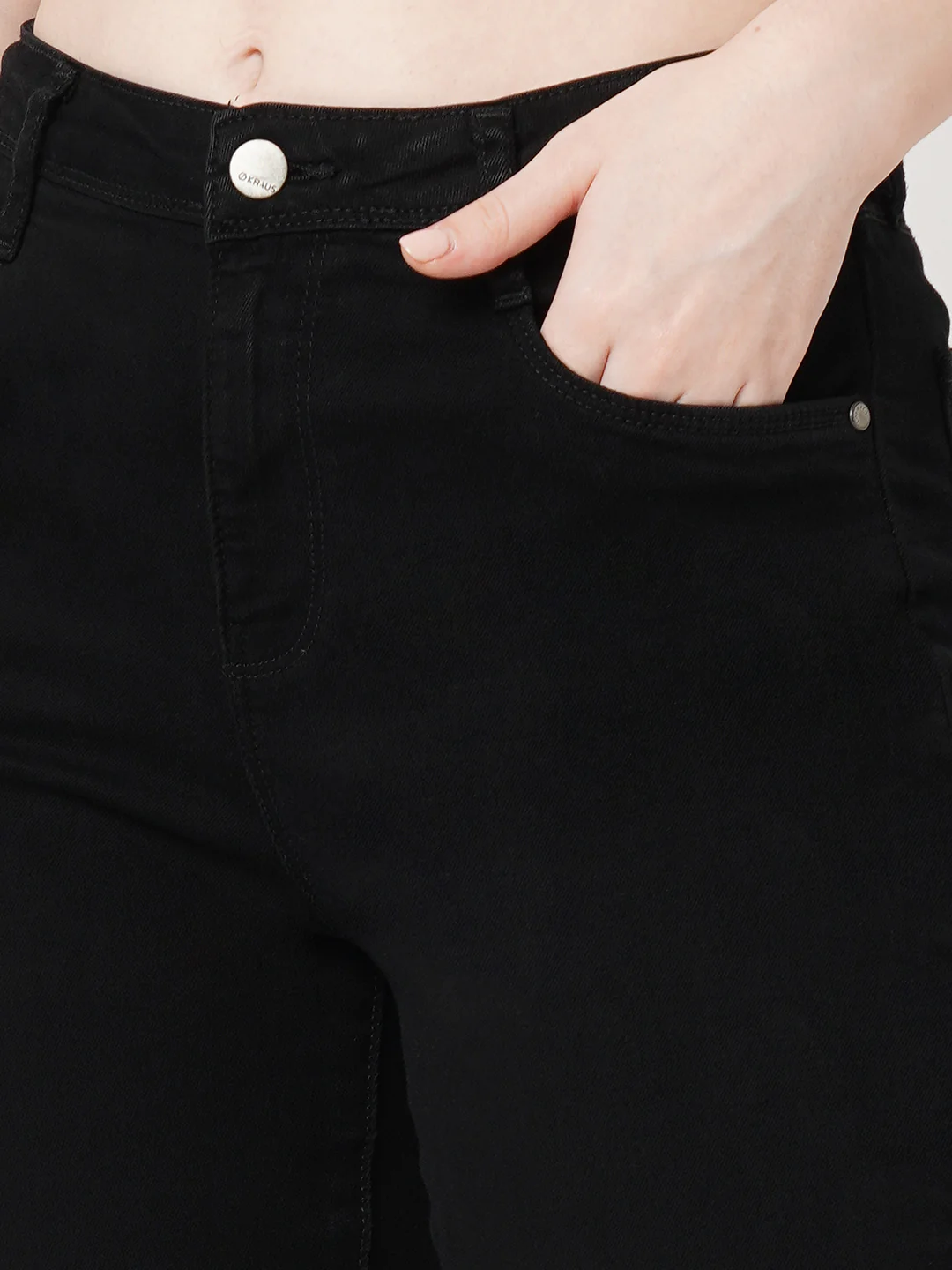 Women Black High-Rise Mini Flare Jeans - Image 6