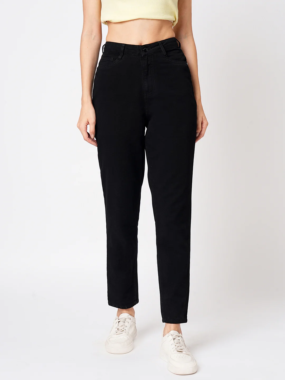 Women Black High-Rise Mom Fit Jeans - Image 2