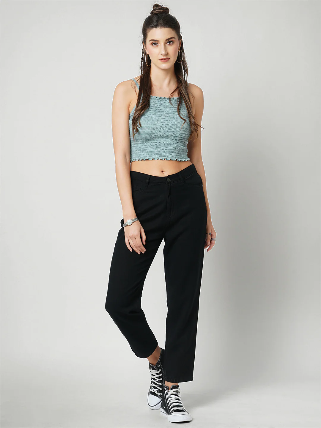 Women Black High-Rise Mom Fit Jeans