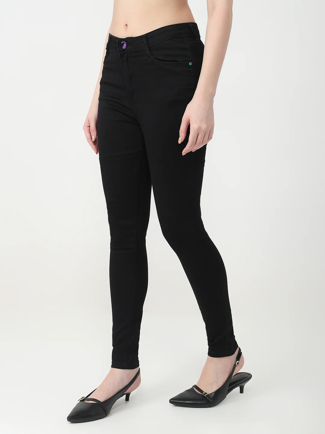 Women Black High-Rise Skinny Jeans - Image 8