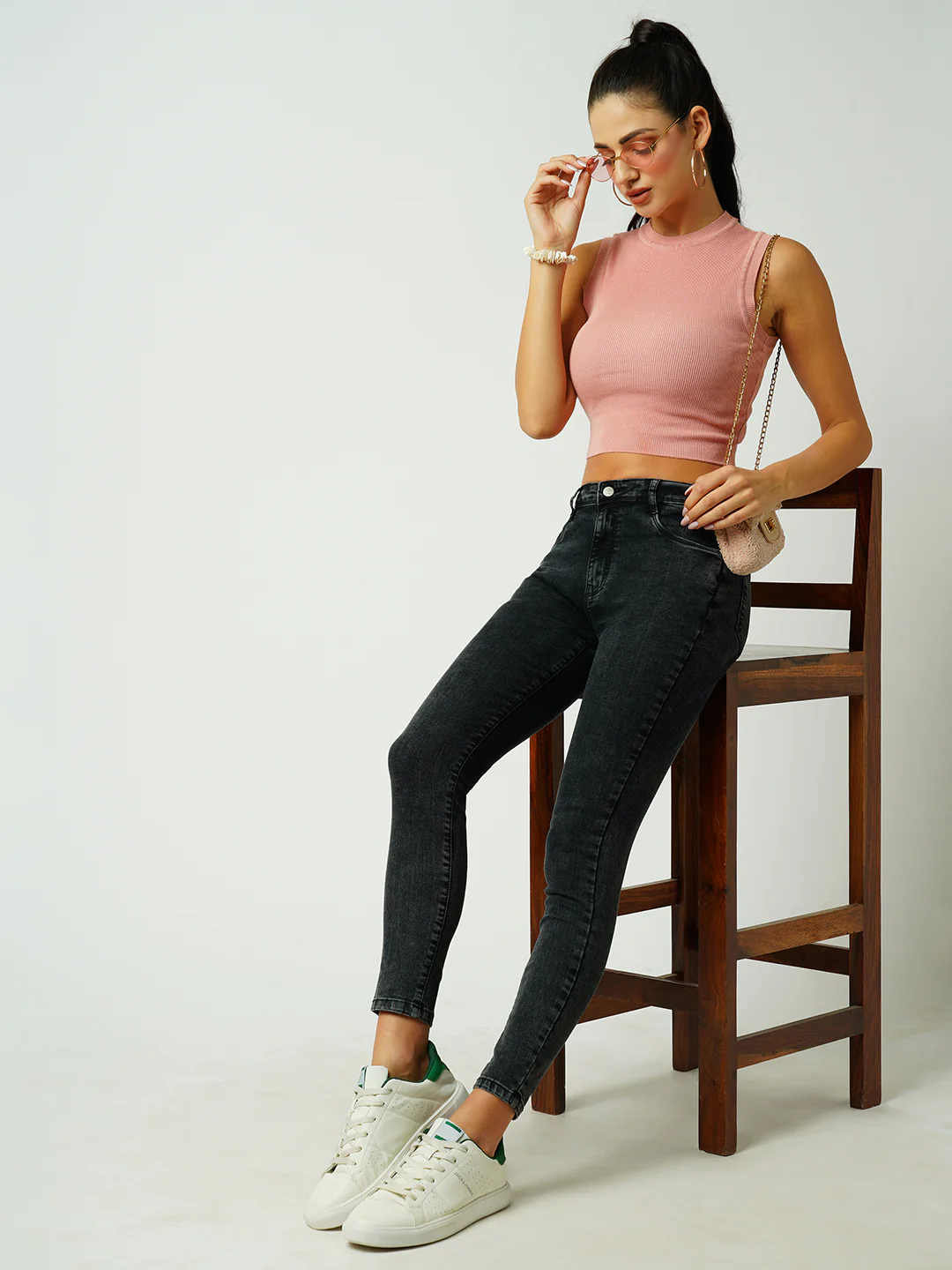 Women Black High-Rise Skinny Jeans - Image 4