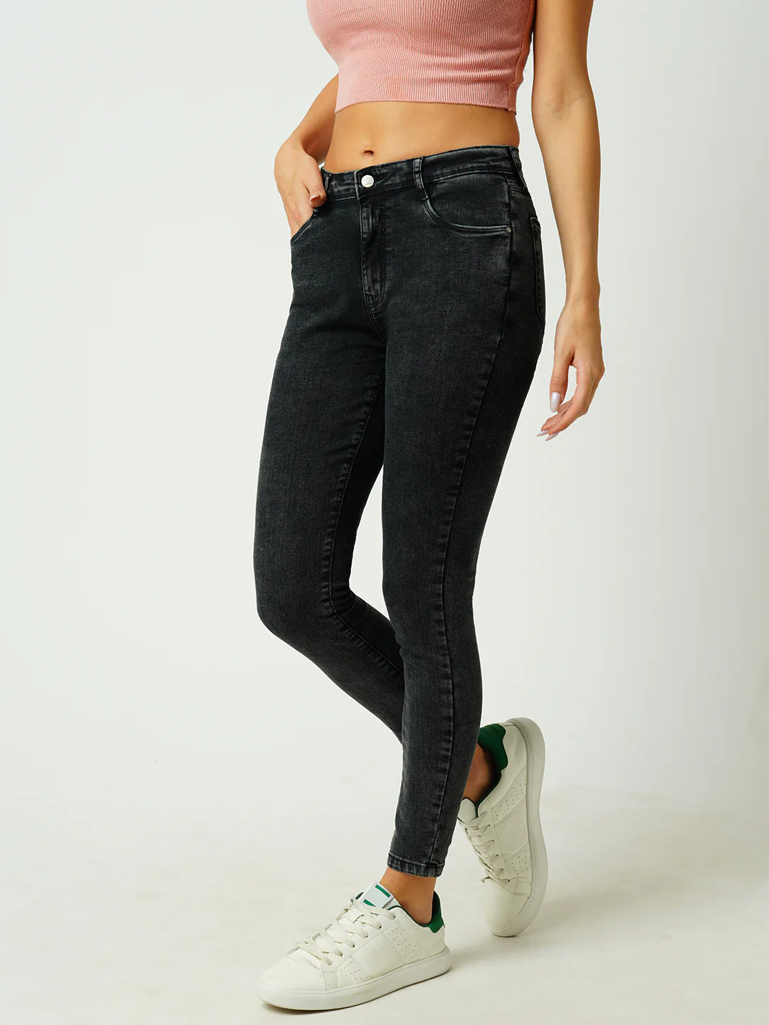 Women Black High-Rise Skinny Jeans - Image 6
