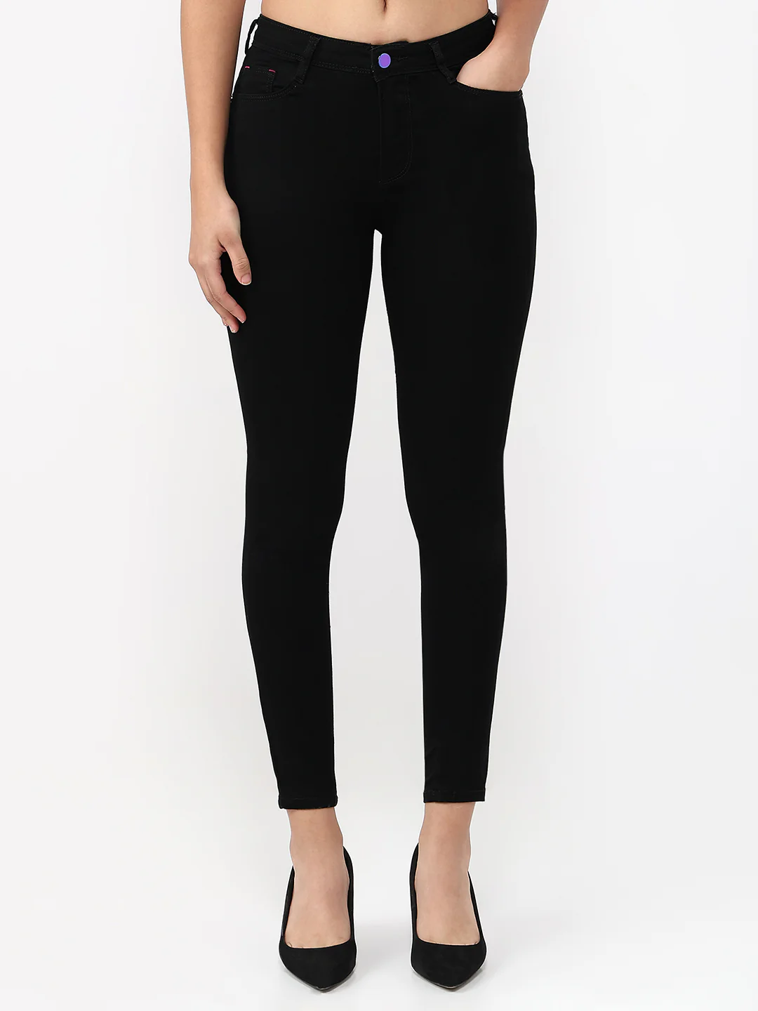 Women Black High-Rise Skinny Jeans - Image 2