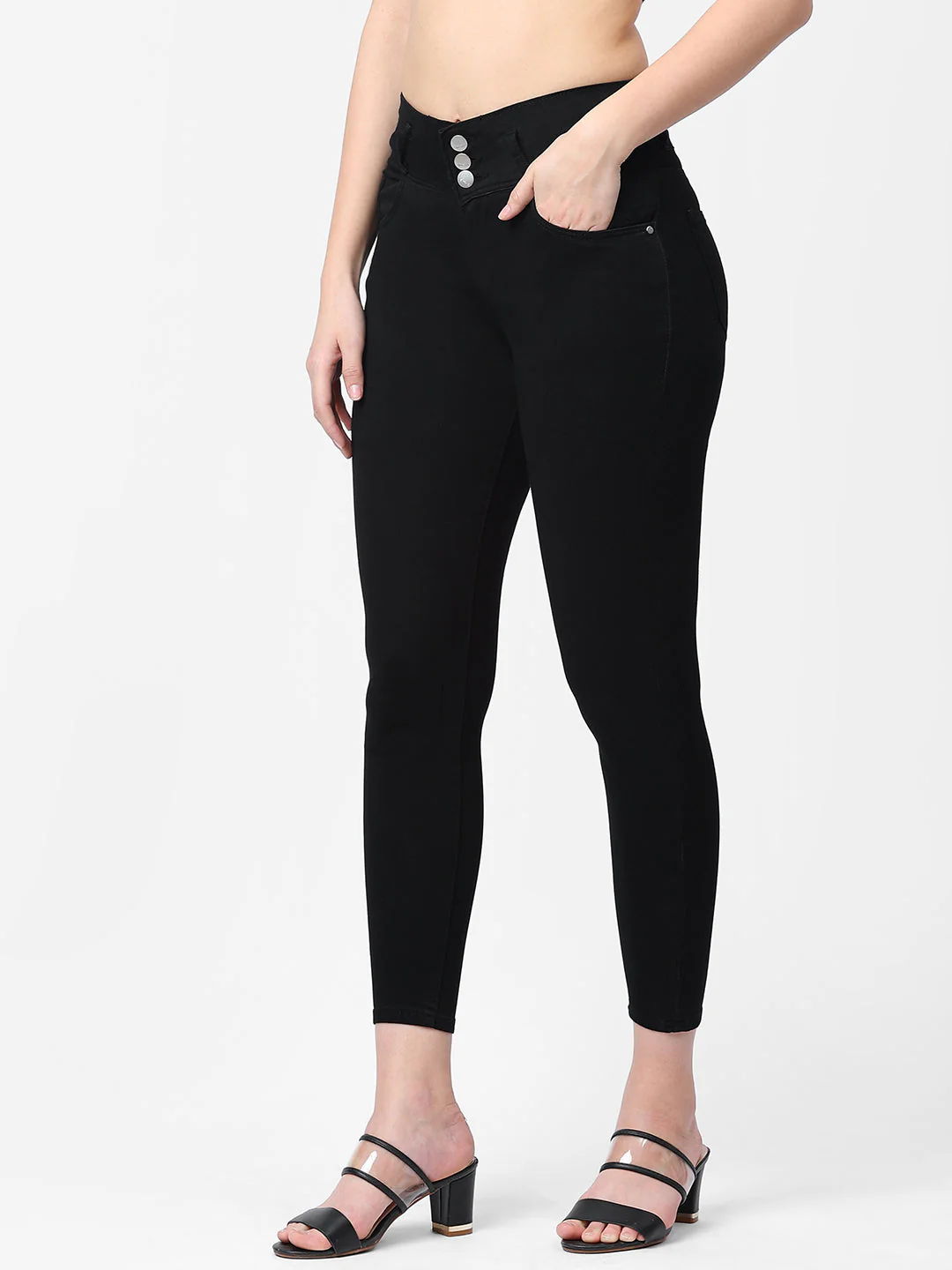 Women Black High-Rise Skinny Jeans - Image 5