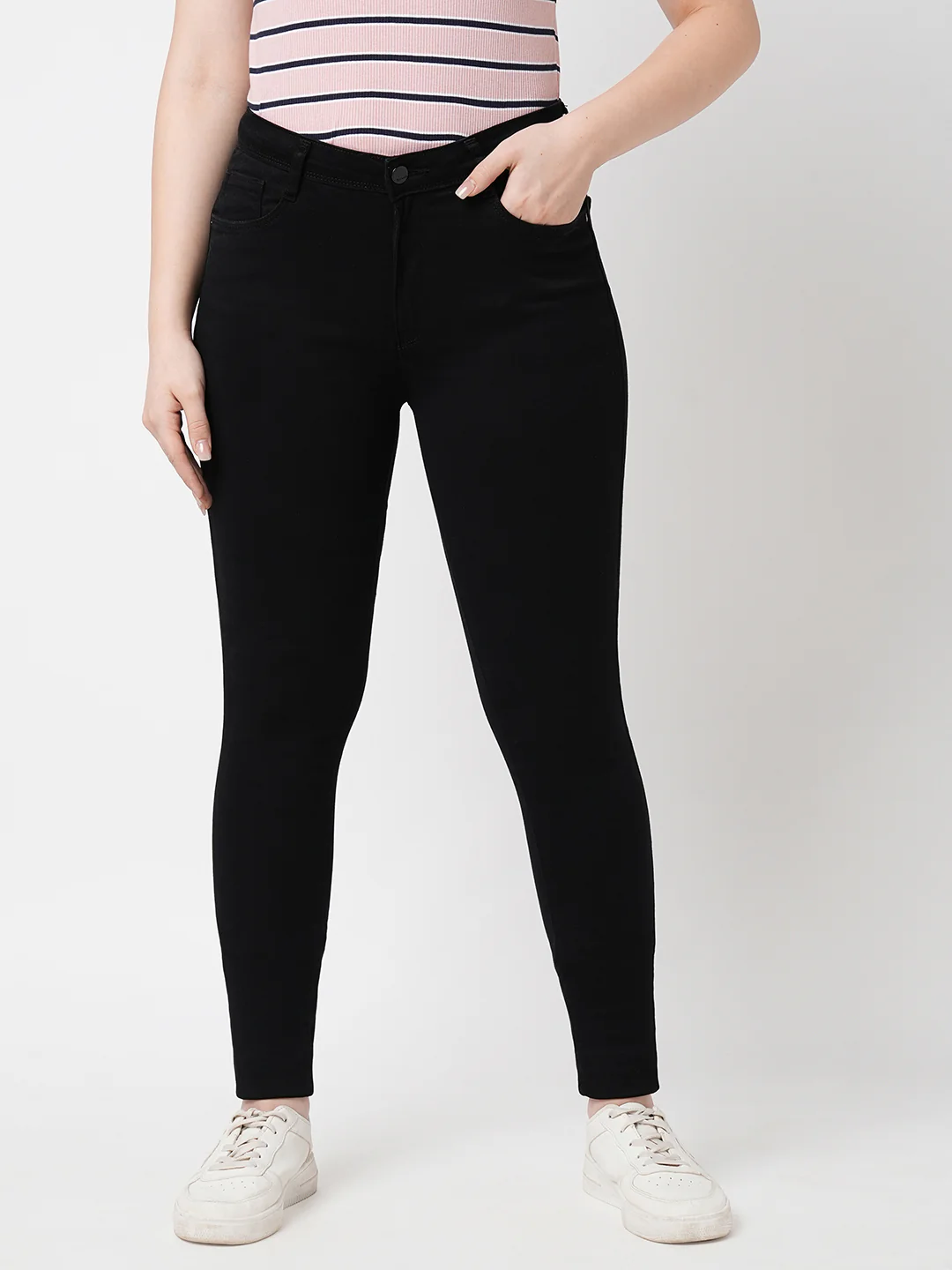 Women Black High-Rise Skinny Jeans - Image 2