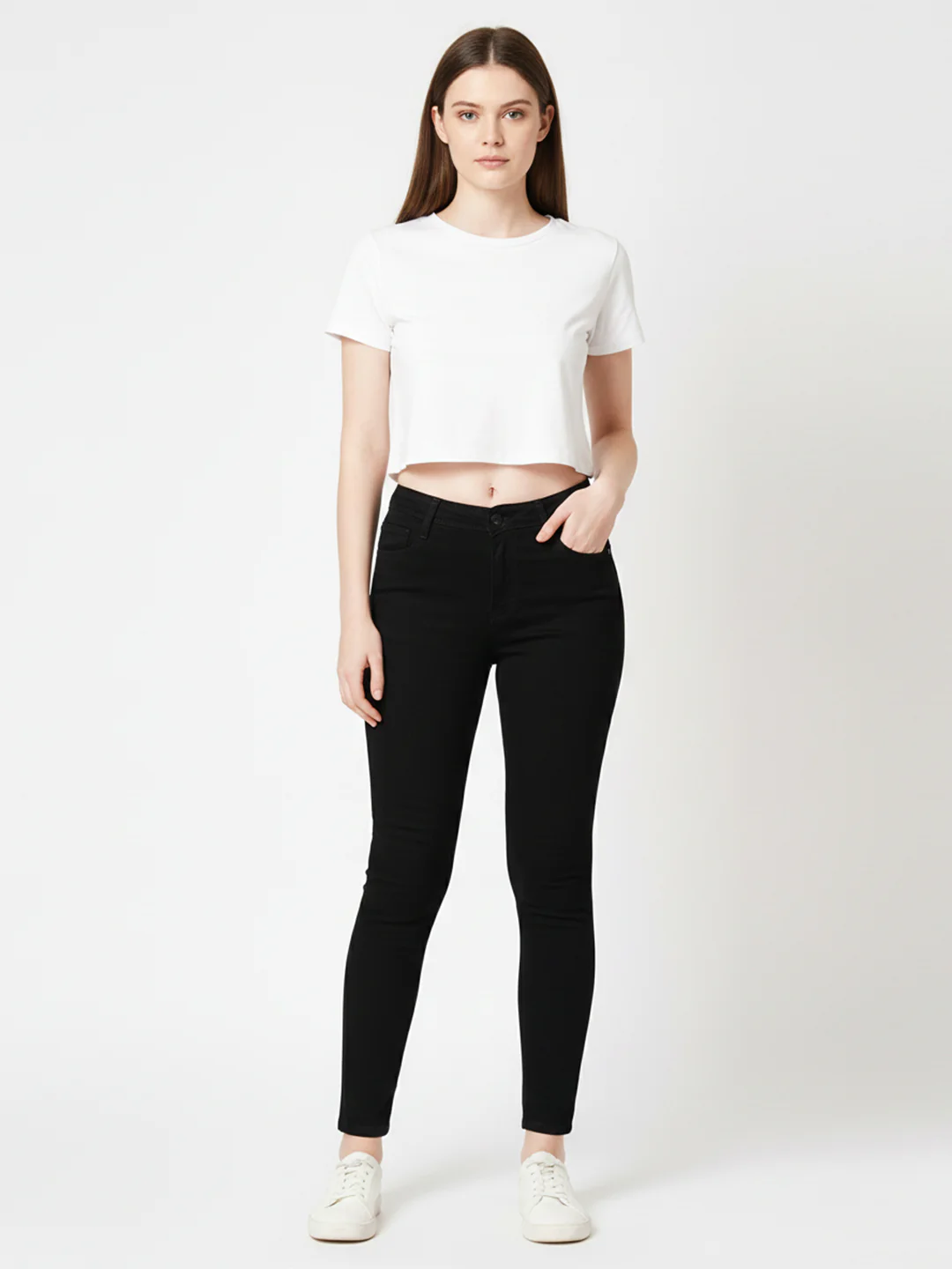 Women Black High-Rise Skinny Jeans - Image 5