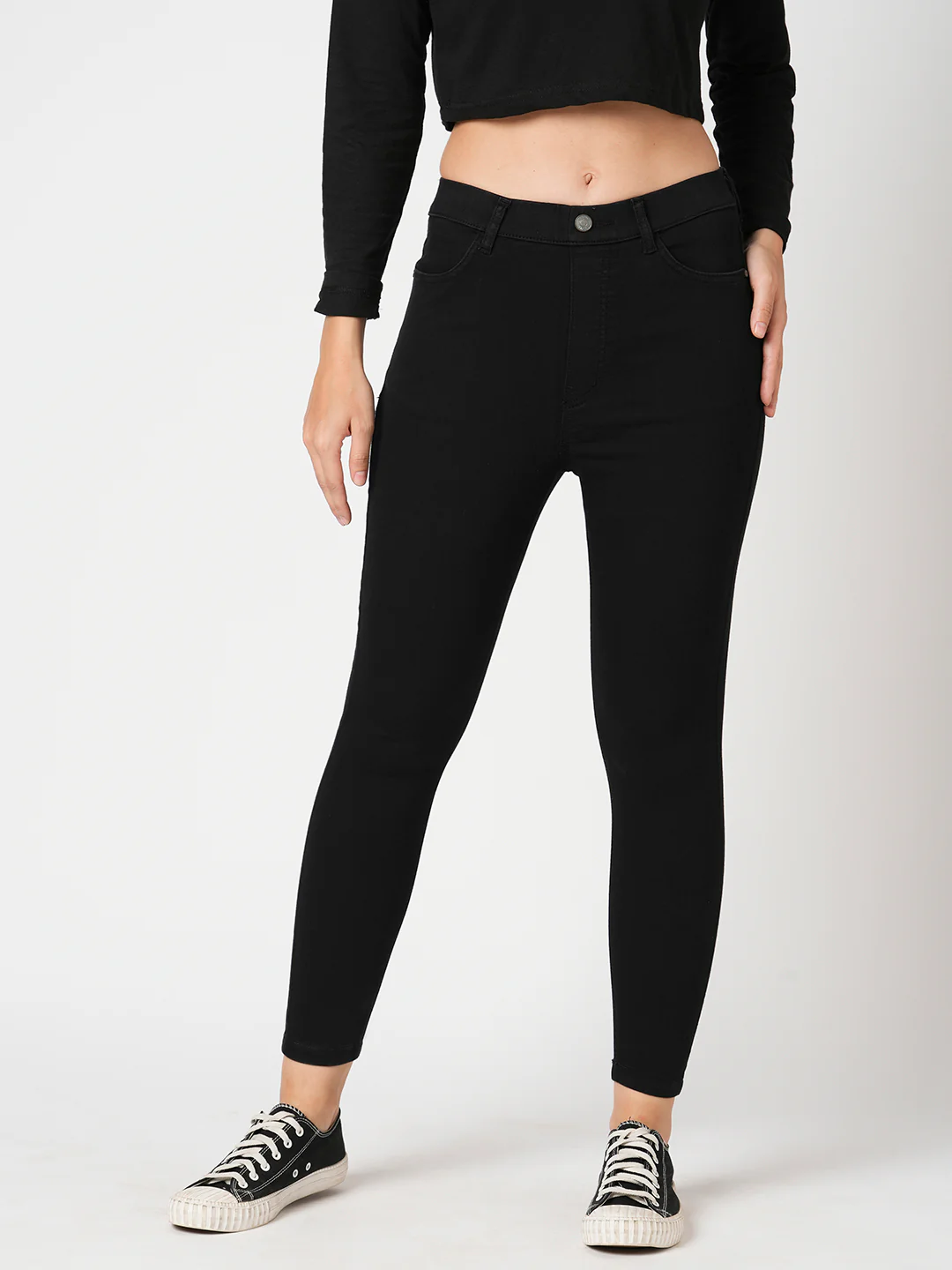 Women Black High-Rise Skinny Jeggings - Image 2