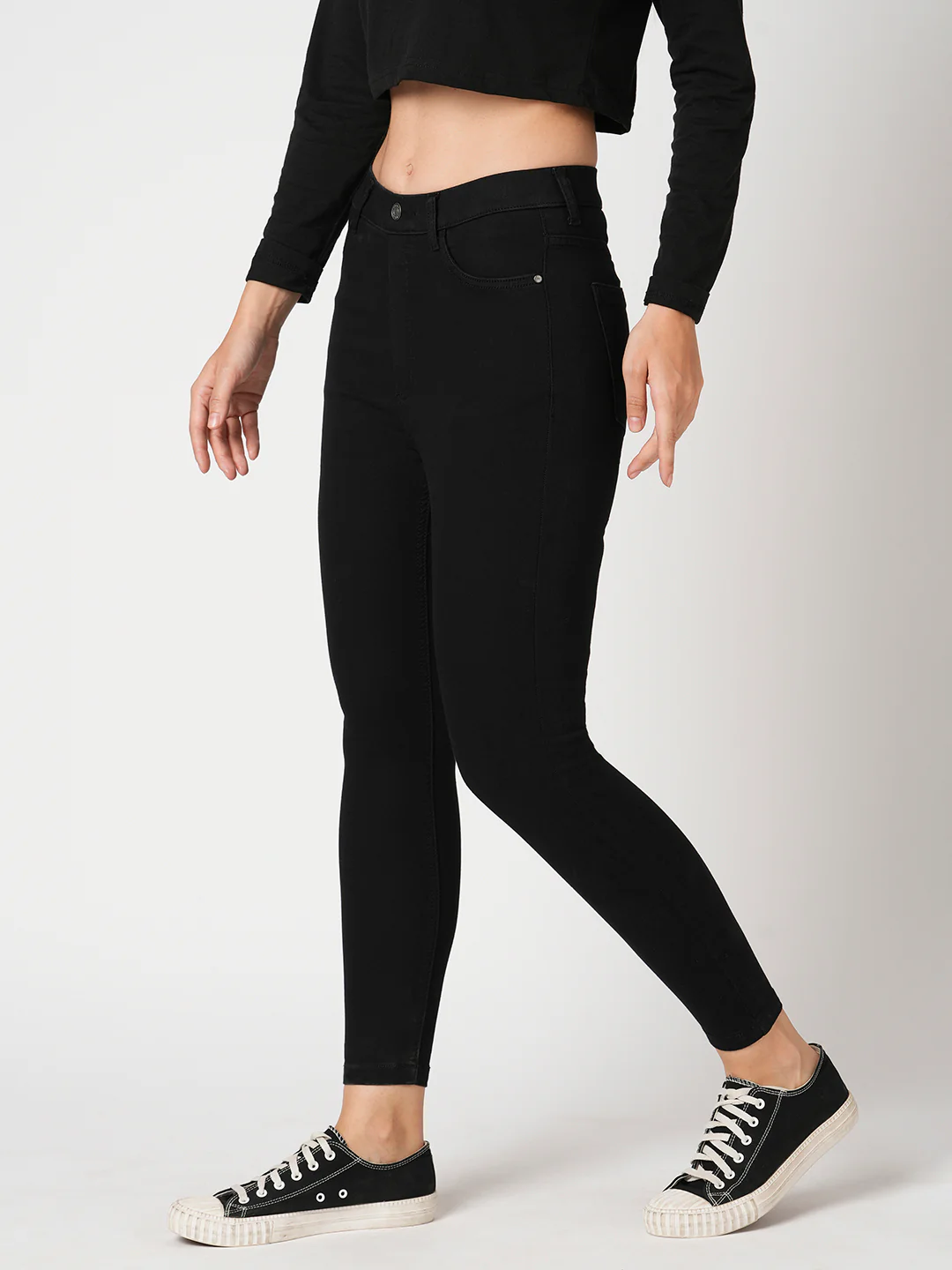 Women Black High-Rise Skinny Jeggings - Image 7