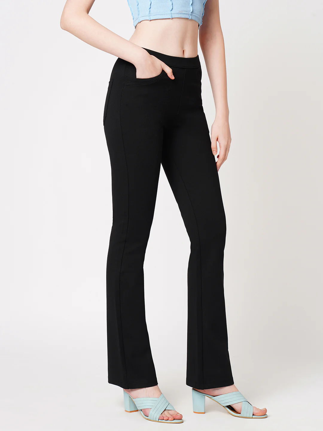 Women Black High-Rise Skinny Treggings - Image 5