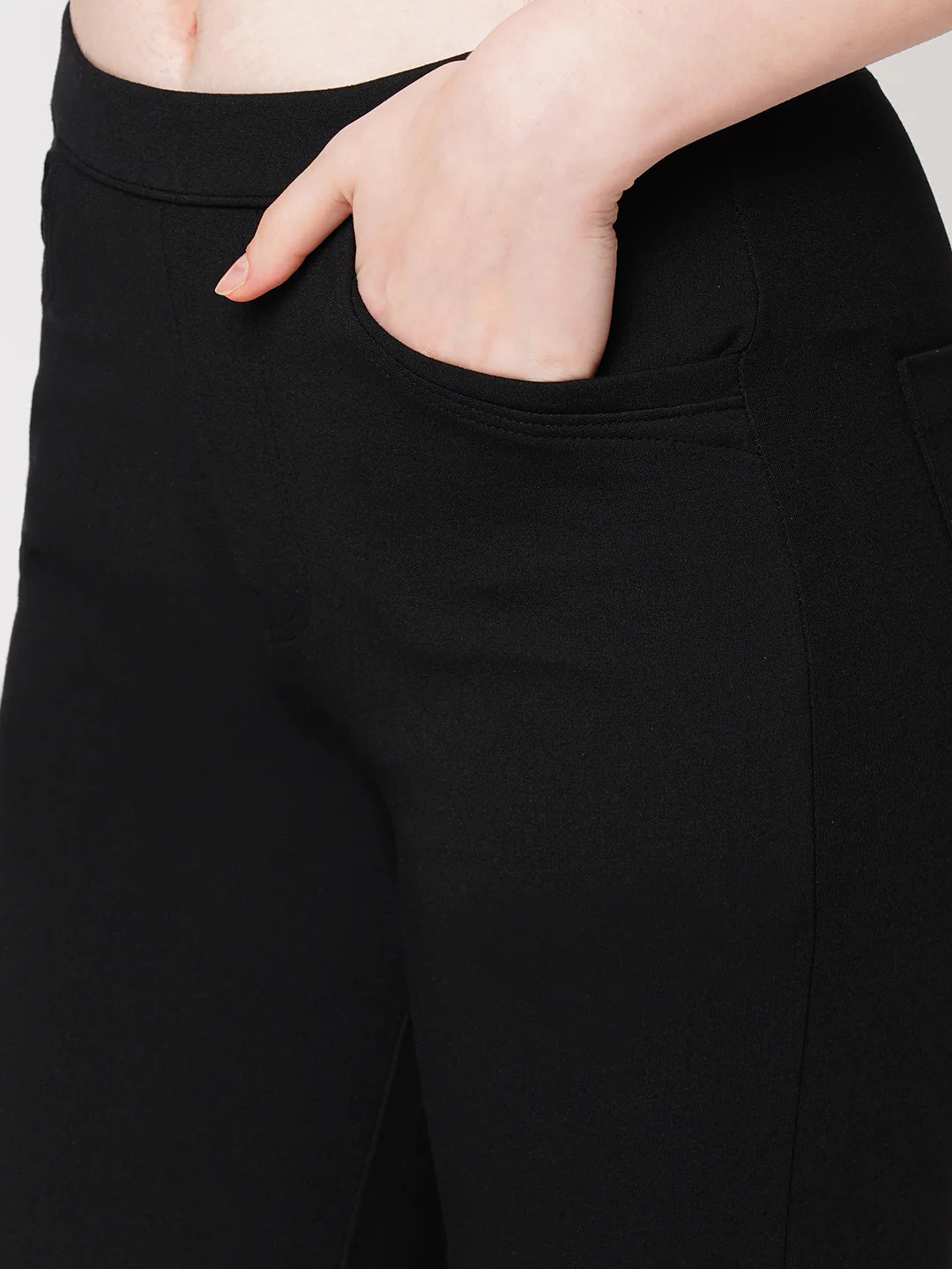 Women Black High-Rise Skinny Treggings - Image 6