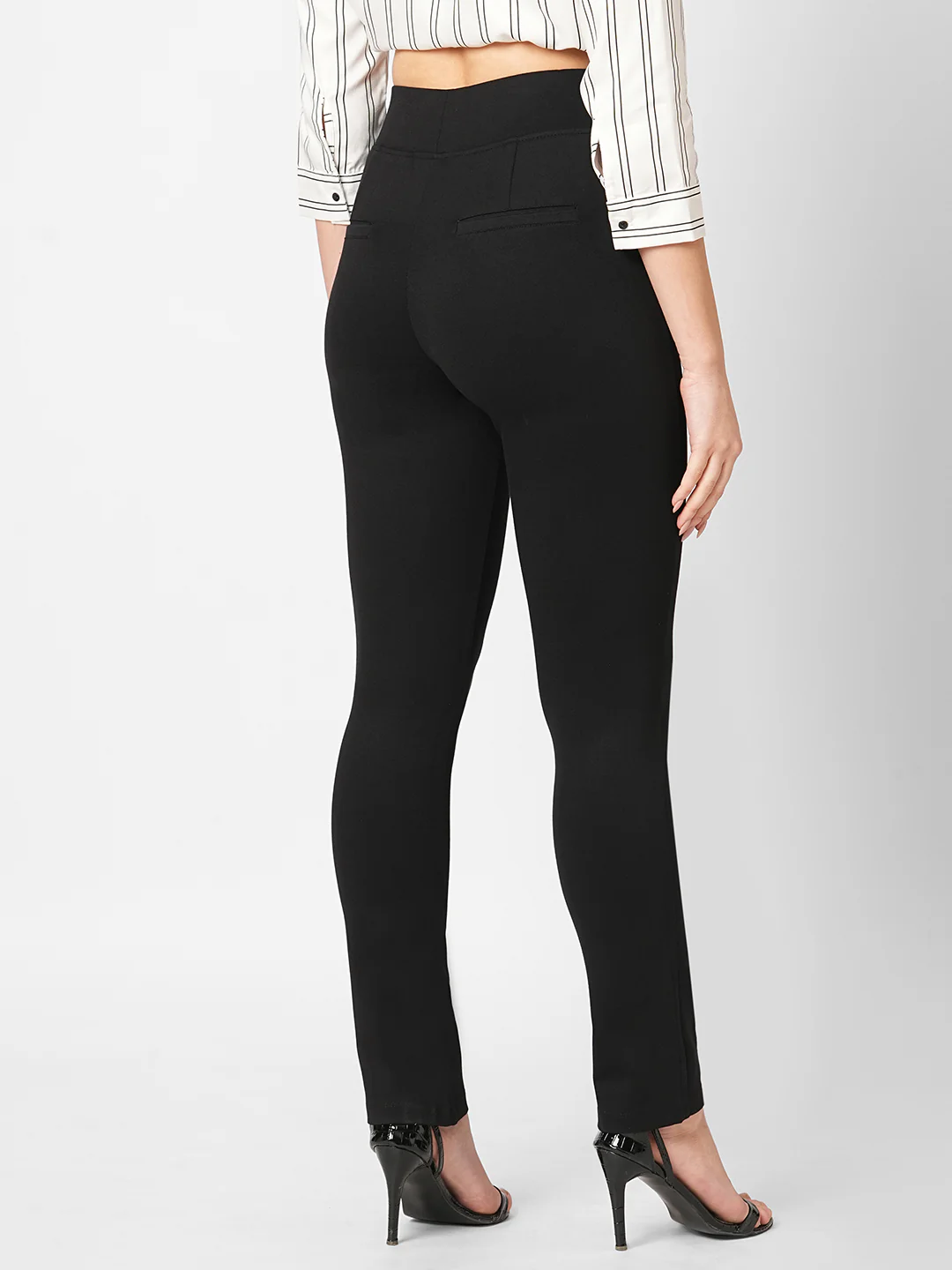 Women Black High-Rise Skinny Treggings - Image 3