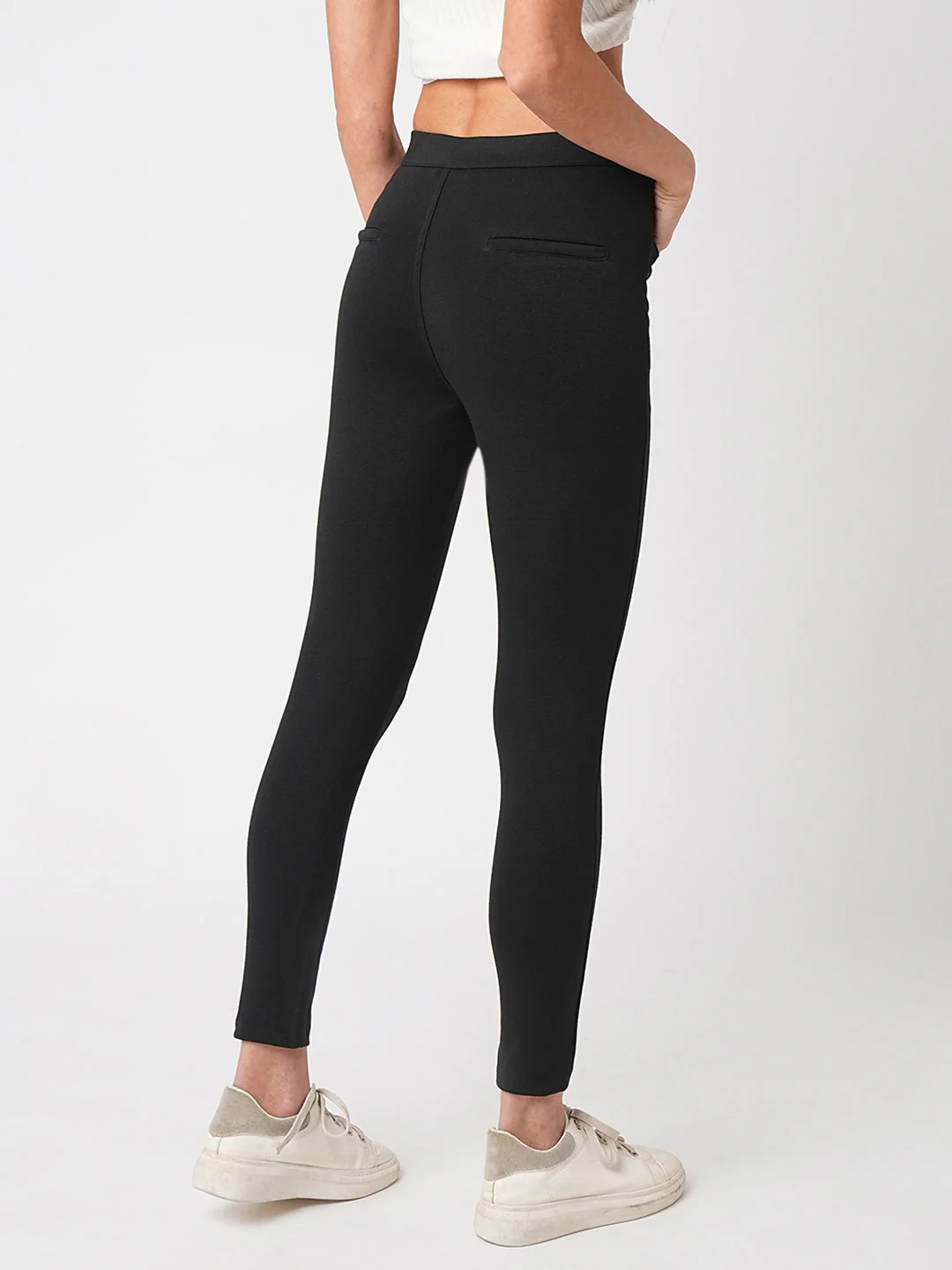 Women Black High-Rise Skinny Treggings - Image 3