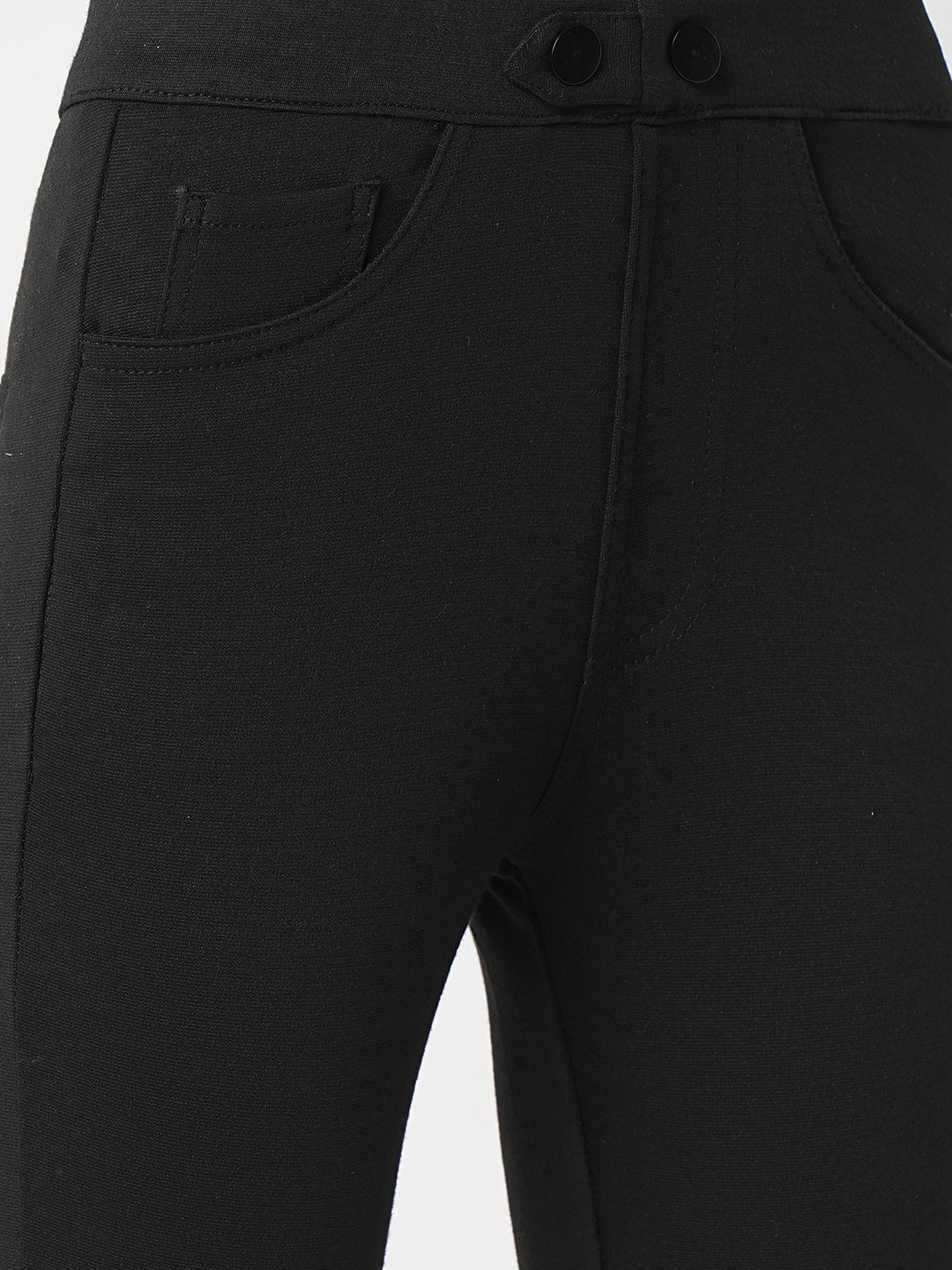 Women Black High-Rise Skinny Treggings - Image 6