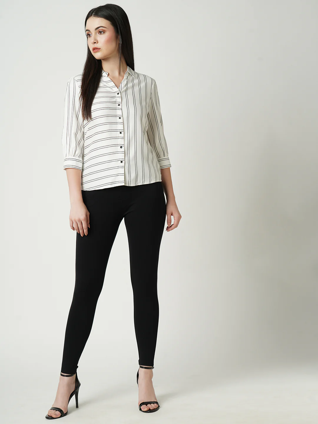 Women Black High-Rise Skinny Treggings - Image 4