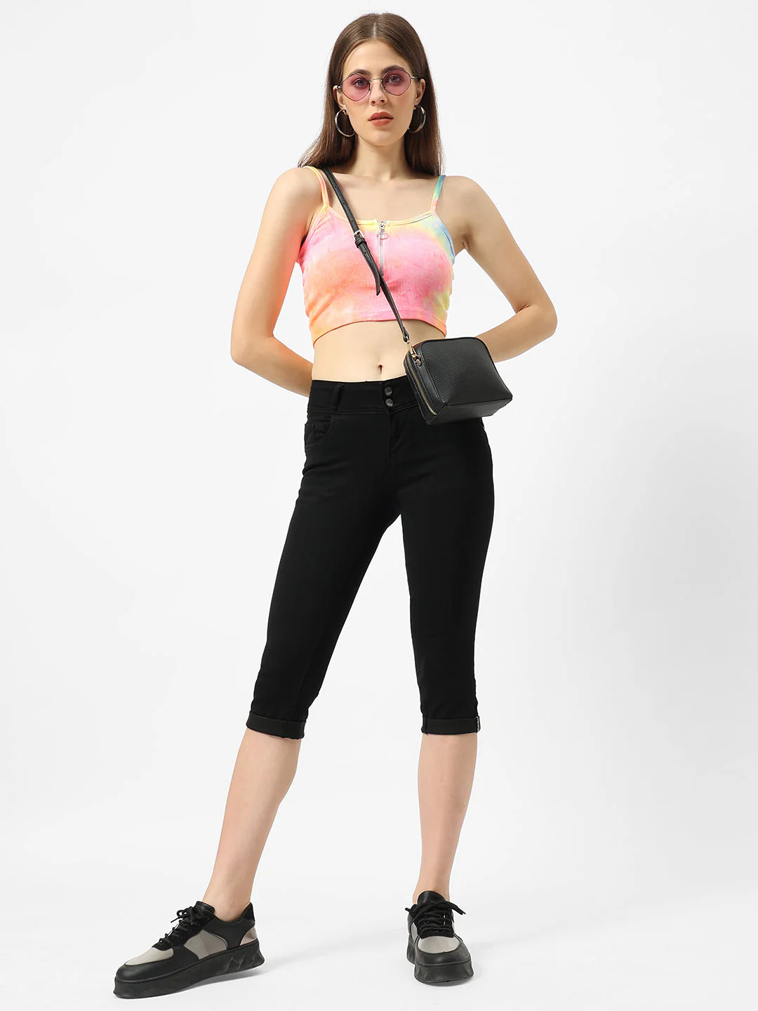 Women Black High-Rise Skinny Treggings