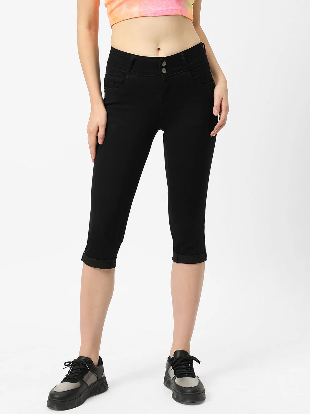 Women Black High-Rise Skinny Treggings - Image 2