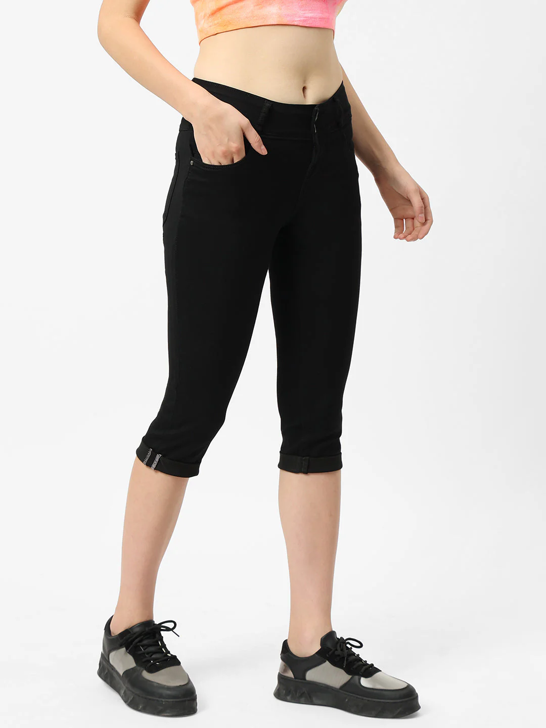 Women Black High-Rise Skinny Treggings - Image 5