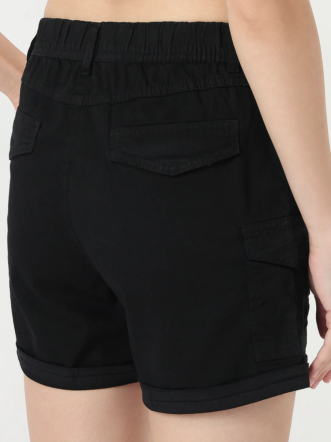 Women Black High-Rise Slim Shorts - Image 4