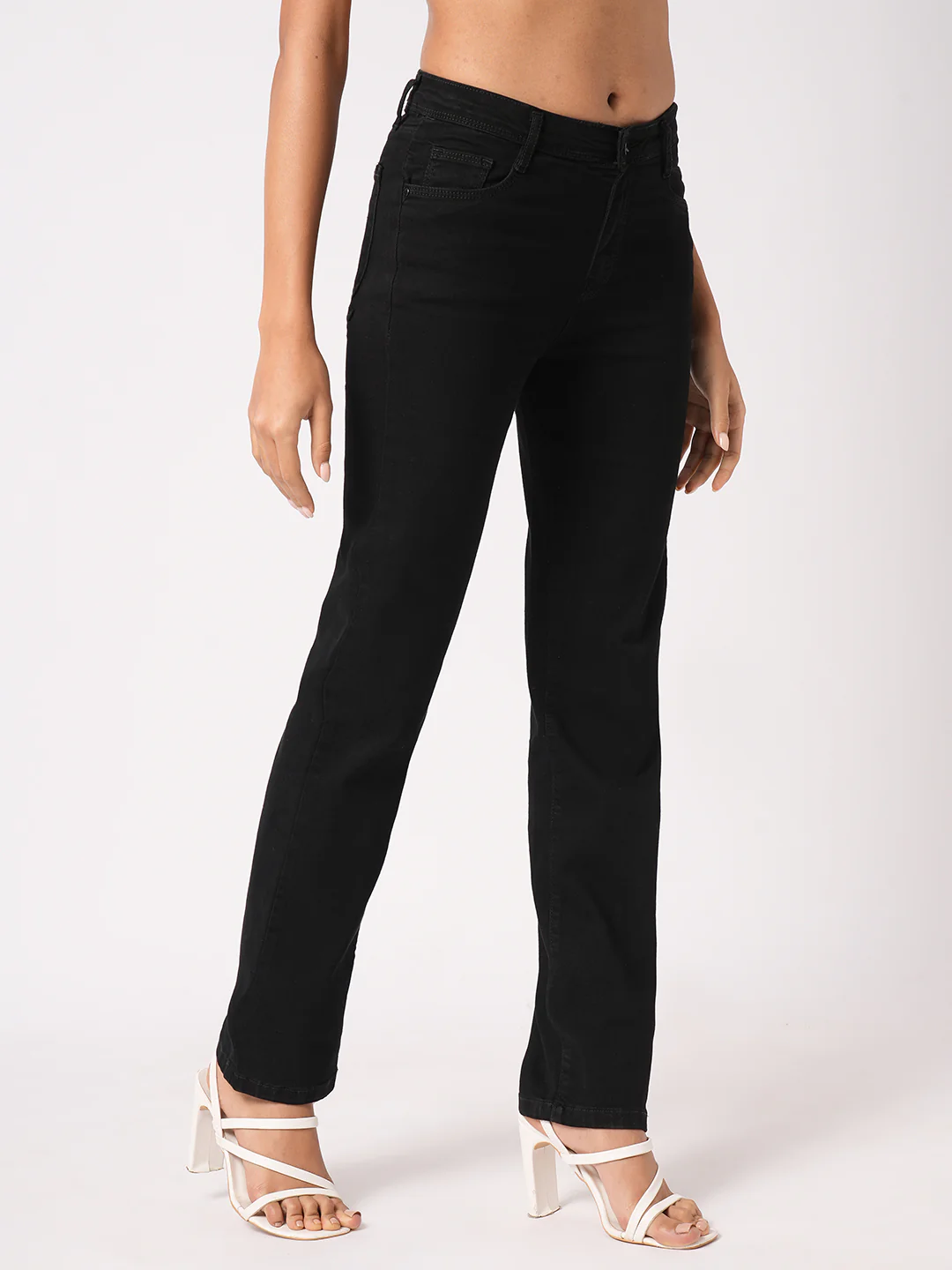 Women Black High-Rise Slim Straight Fit Jeans - Image 6