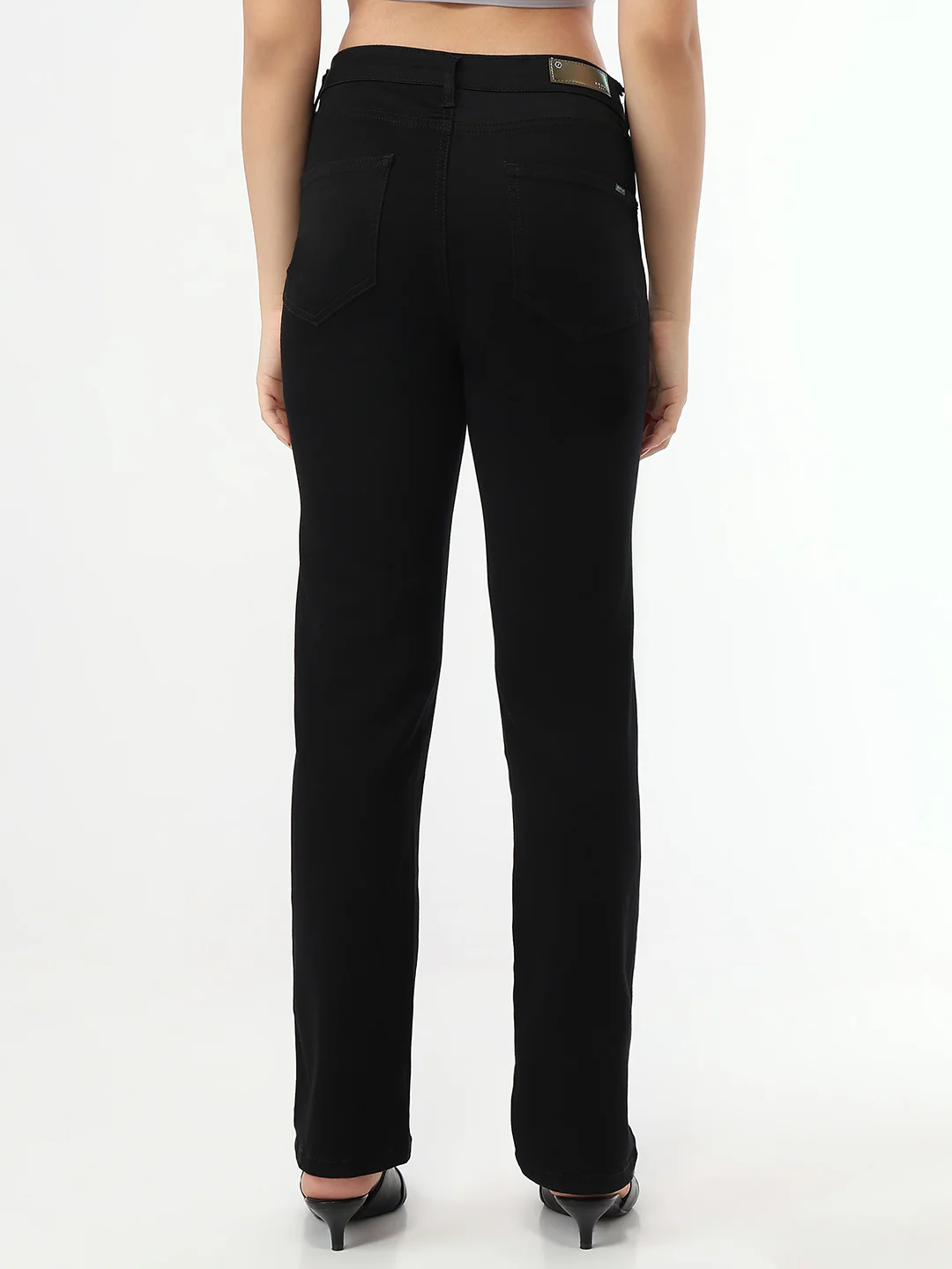 Women Black High-Rise Slim Straight Fit Jeans - Image 3