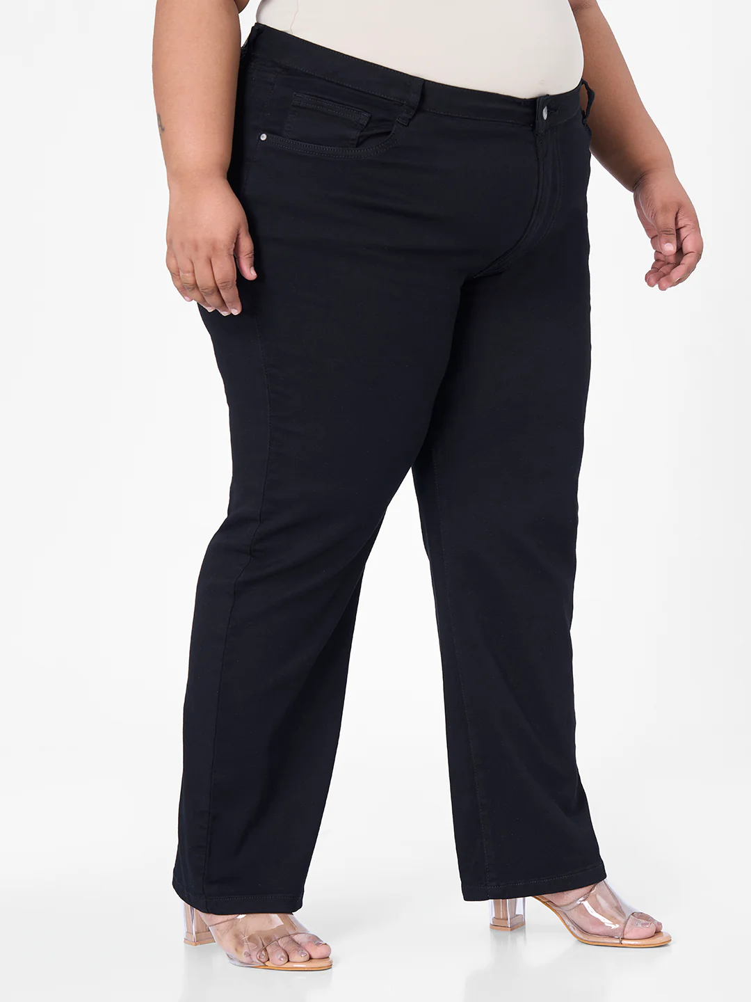 Kraus Kurve Women Black High-Rise Slim Straight Fit Jeans - Image 4